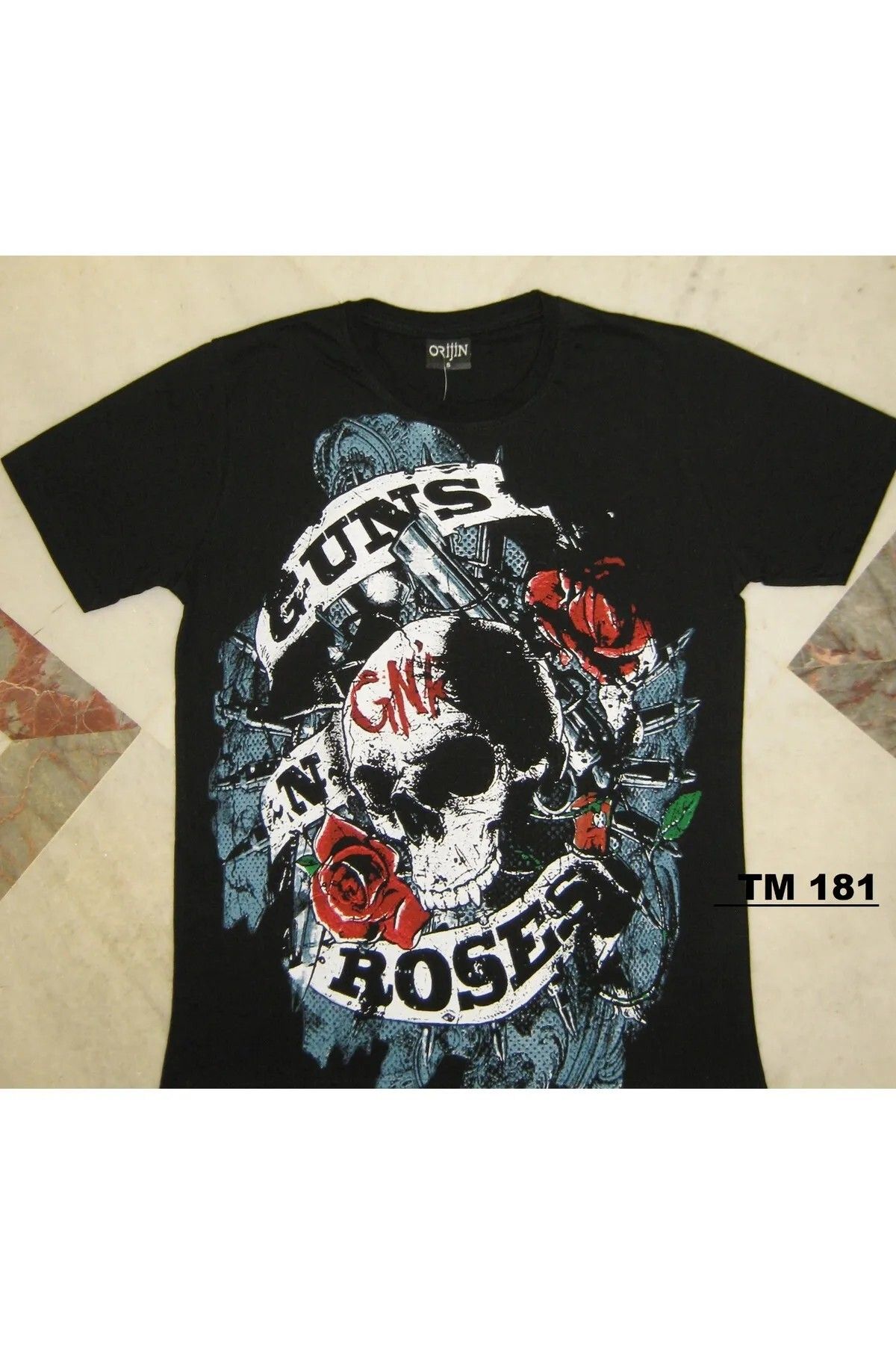 weywot Guns N' Roses Baskılı Siyah Günlük Rahat Kesim T-Shirt