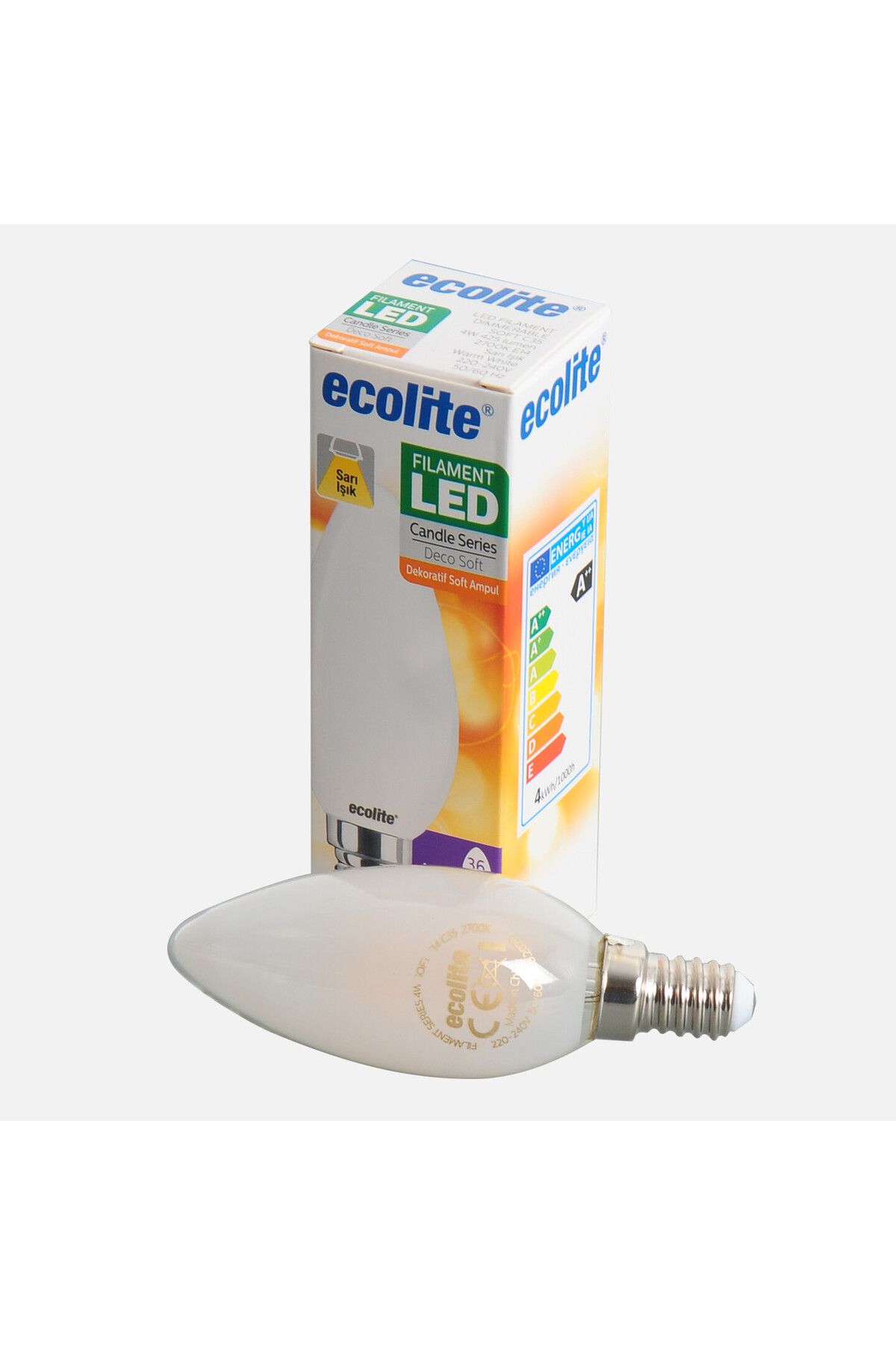Ecolite Soft Filament C35 4 W Sarı Klasik E14 Duy Led Ampul