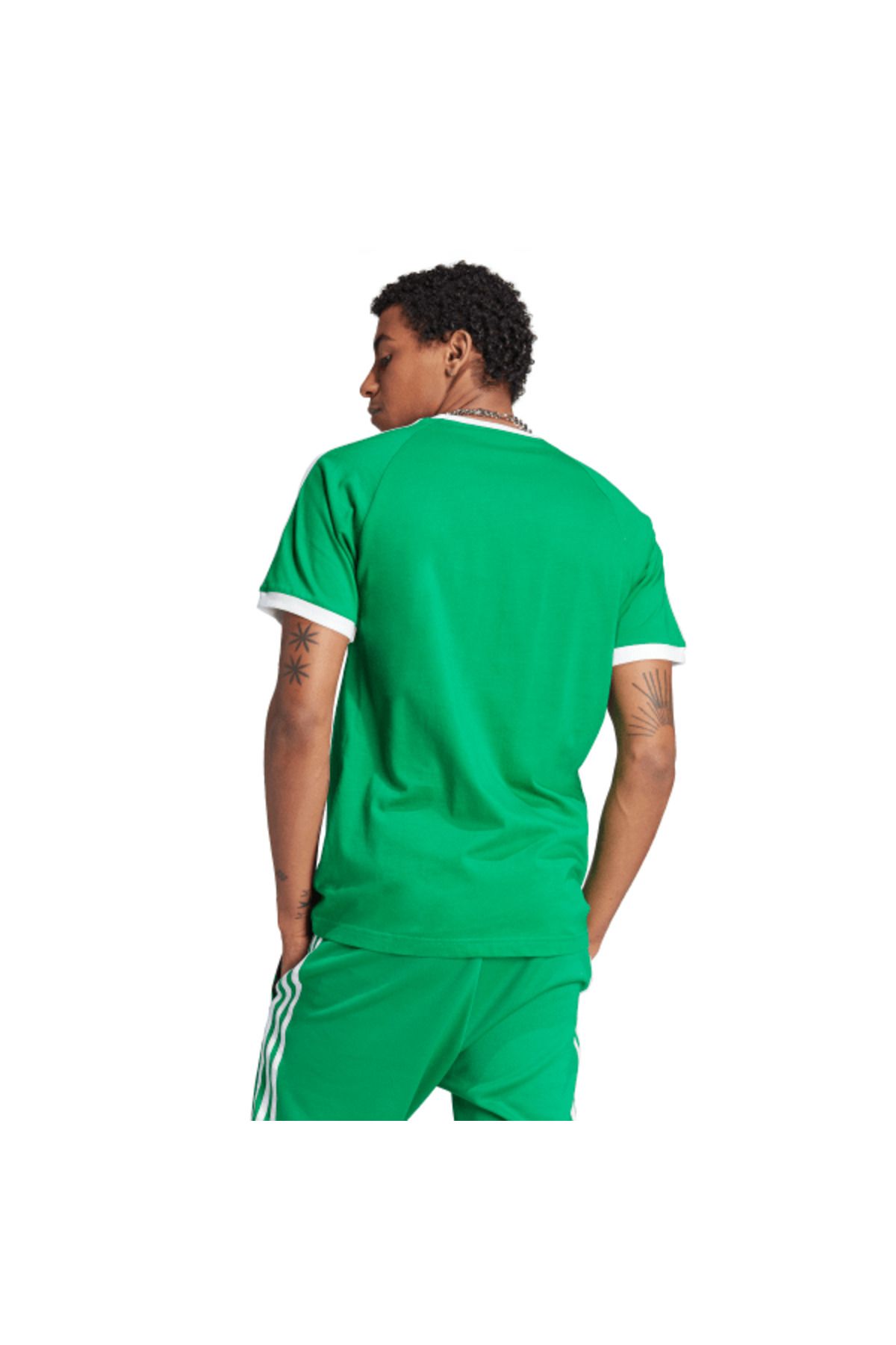 تی شرت ورزشی سبز مردانه 3 نوار adidas
