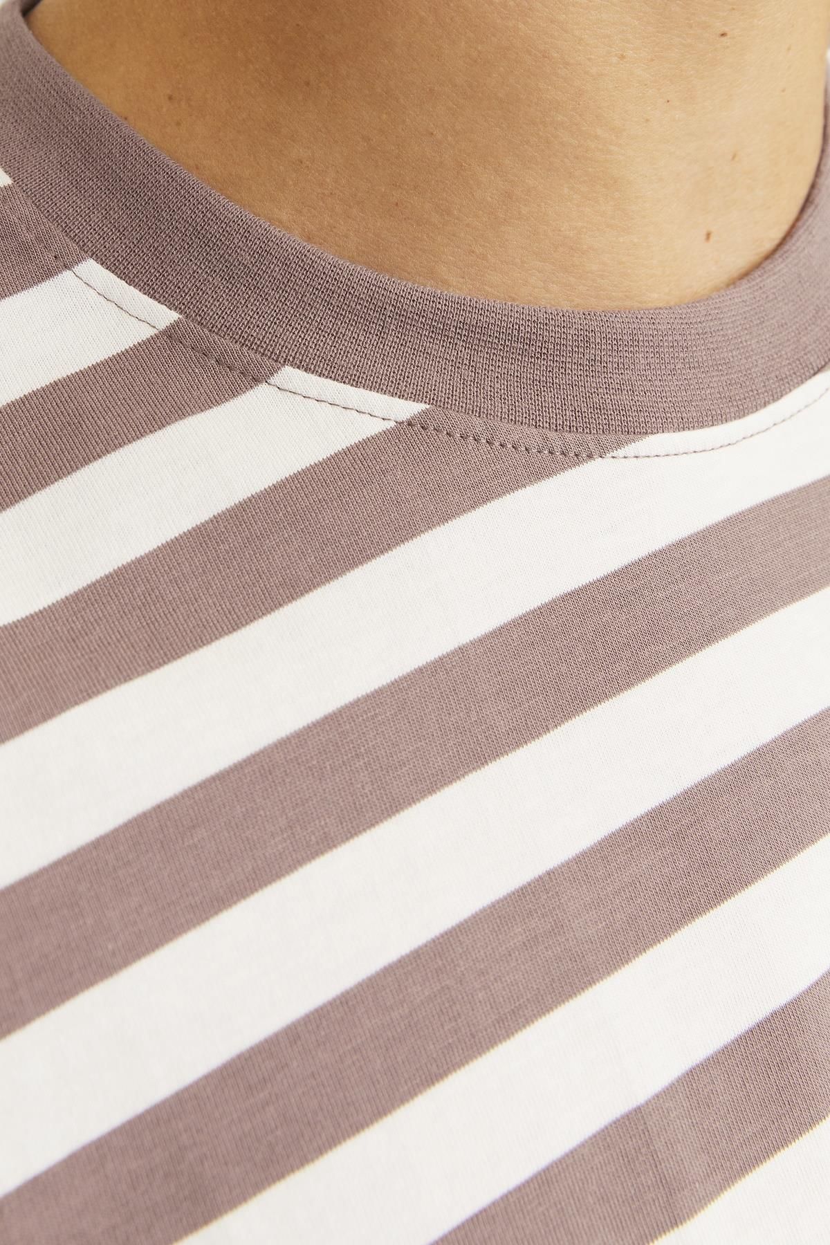 Jack & Jones-JORVESTERBRO Newton Stripe Tee SS CN - Burgundia și alb 3