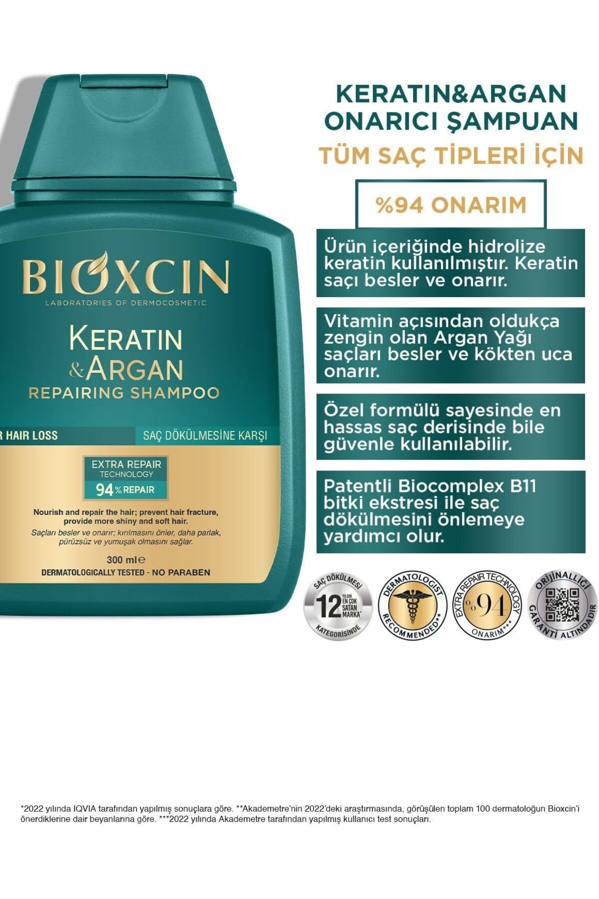 Bioxcin-Keratínový arganový šampón na poškodené a poškodené vlasy 300 ml Kúpte 3 a získajte 2 výhodné balenie 3