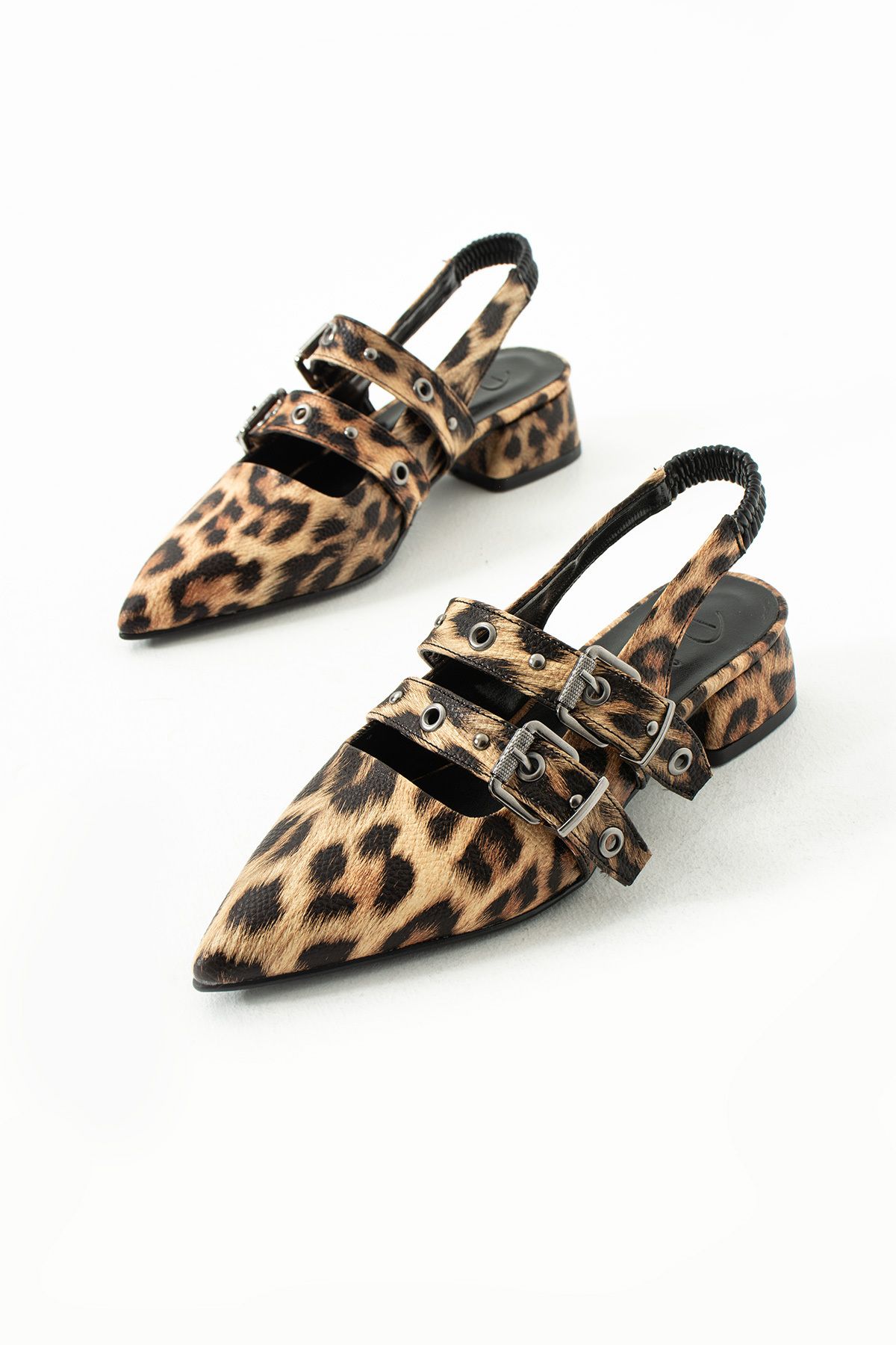 DUXAL SHOES Laden Leopar Desenli Düz Ayakkabı Babet