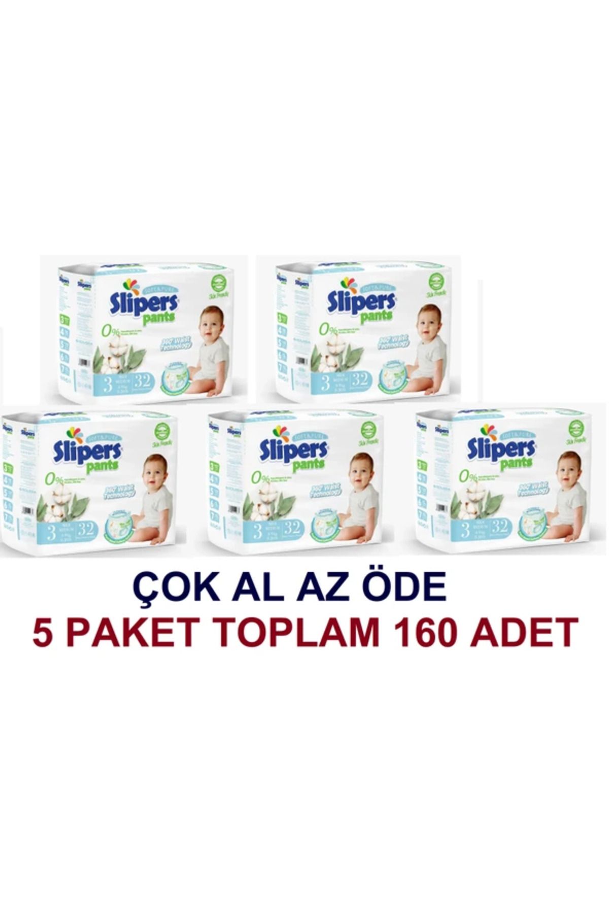 PREDO SLİPERS KÜLOT 3 MİDİ BOY 32 Lİ (5 PAKET=160 ADET)