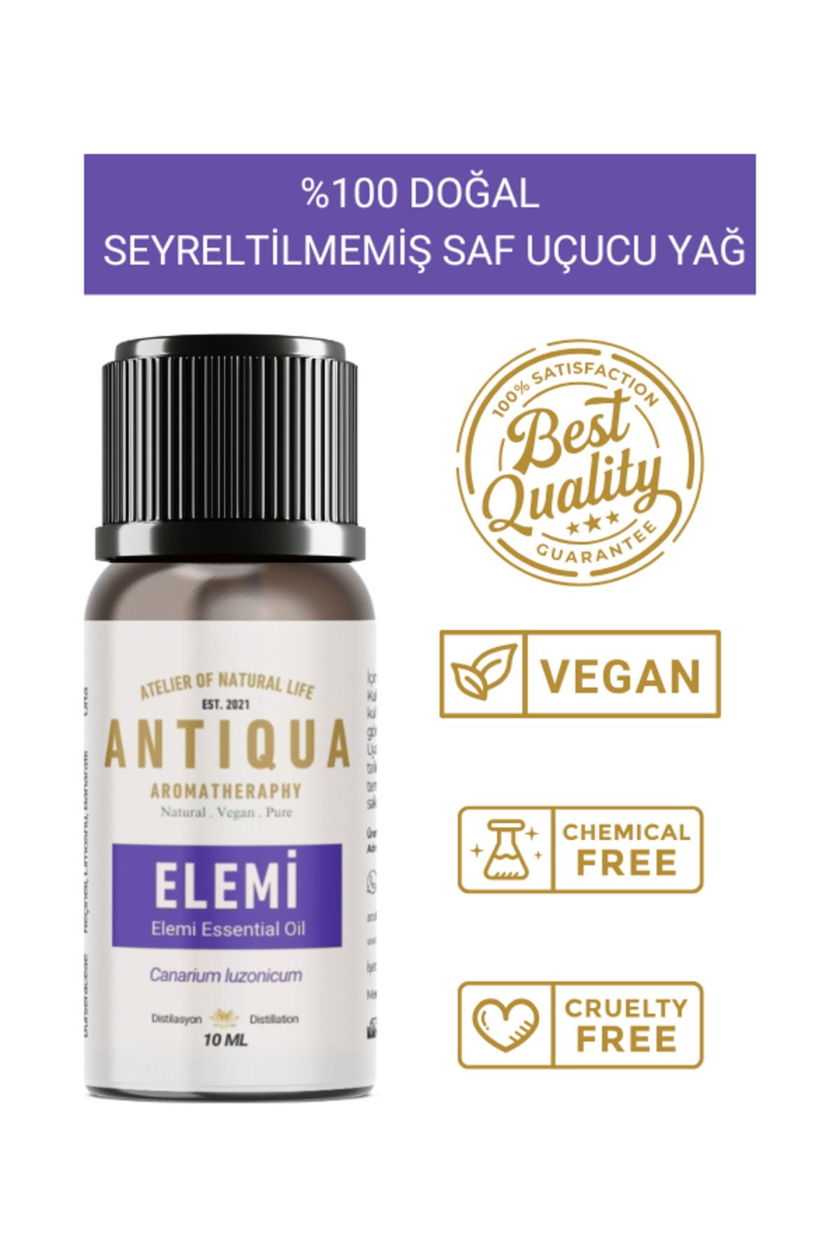 Antiqua Aromaterapi Elemi Uçucu Yağı 10 Ml (Seyreltilmemiş Ürün, %100 Doğal ve Saf)