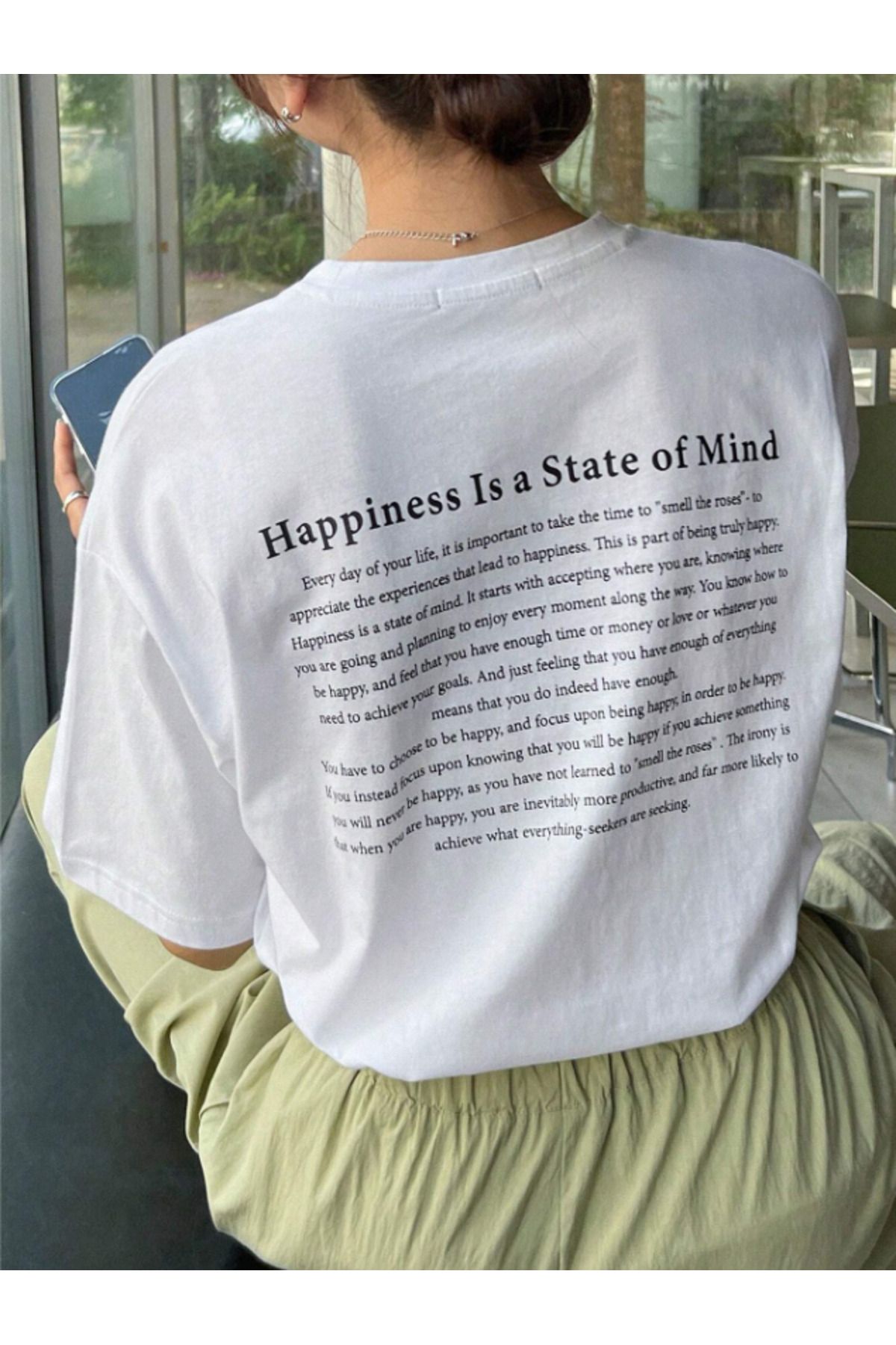 FULL TOLERANCE Happiness İs a State Of Mind Baskılı Oversize Tshirt