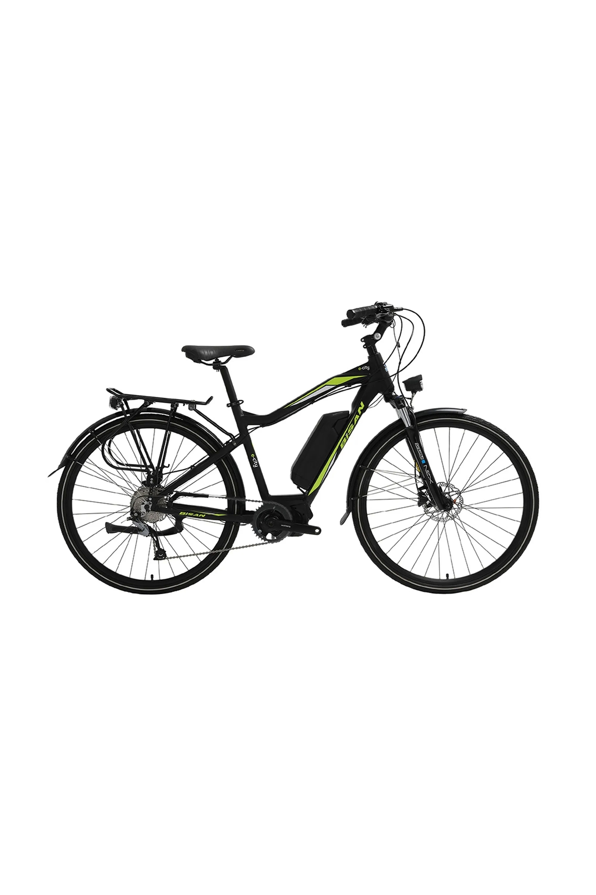 Bisan E-City Elektrikli Şehir Bisikleti Siyah-Yeşil-48 cm