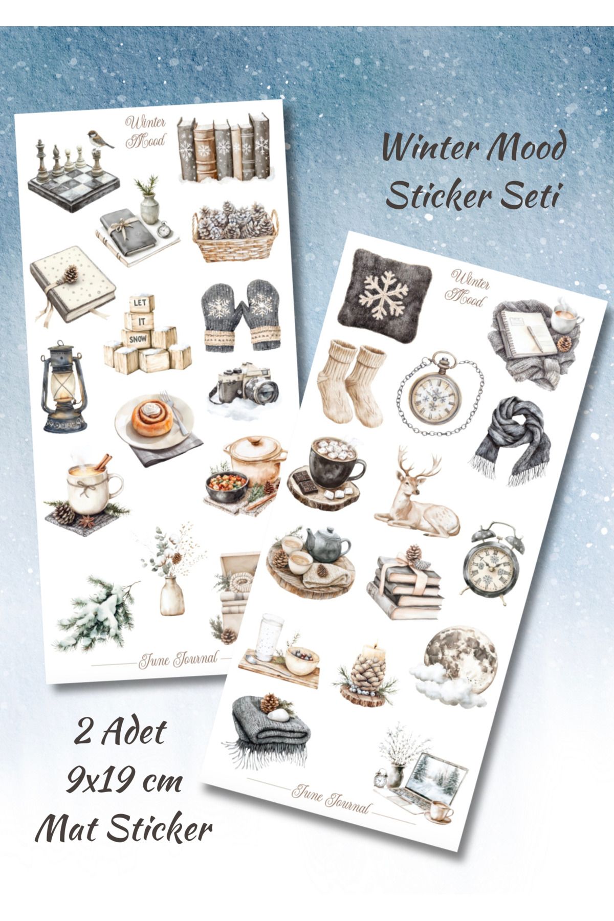 June Journal JJ02116 Winter Mood Sticker Seti ( Bullet Journal Ve Ajandalar İçin İdealdir)