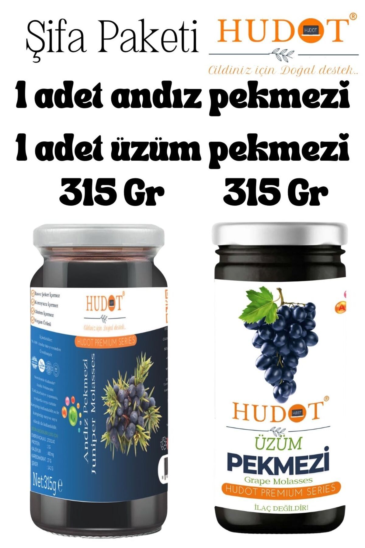 HUDOT Üzüm Pekmezi, Andız Pekmezi Şifa Paketi 315 Gr x 2