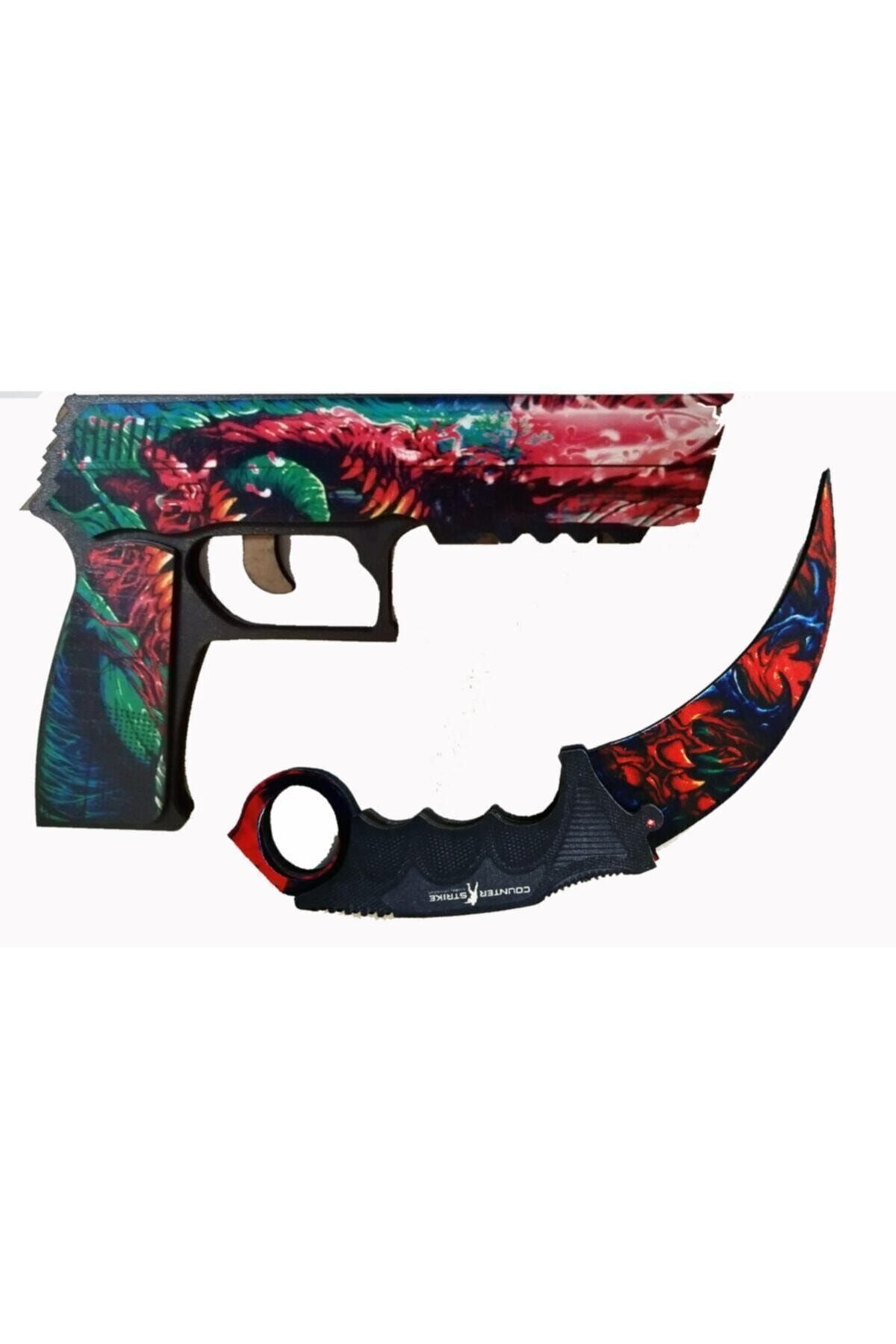 HG Home&Game Ahşap Cs-go Hyper Beast Tabanca Ve Plazma Karambite Seti Gamer Hediyelik