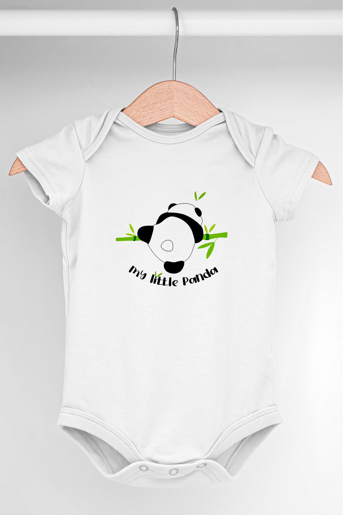 Gleamy My Little Panda Baskılı Çıtçıtlı Kısa Kollu Bebek Body Zıbın %100 Pamuklu