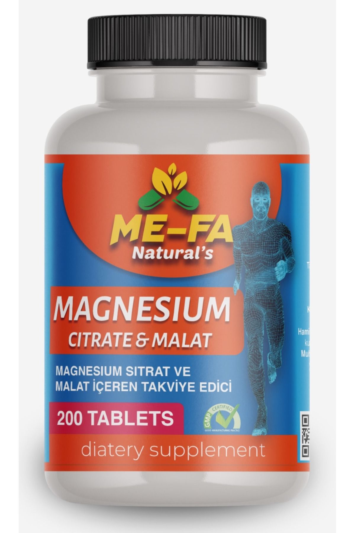 Mefa Naturals Magnesium Citrat(sitrat) magnesium Malat 200 Tablet