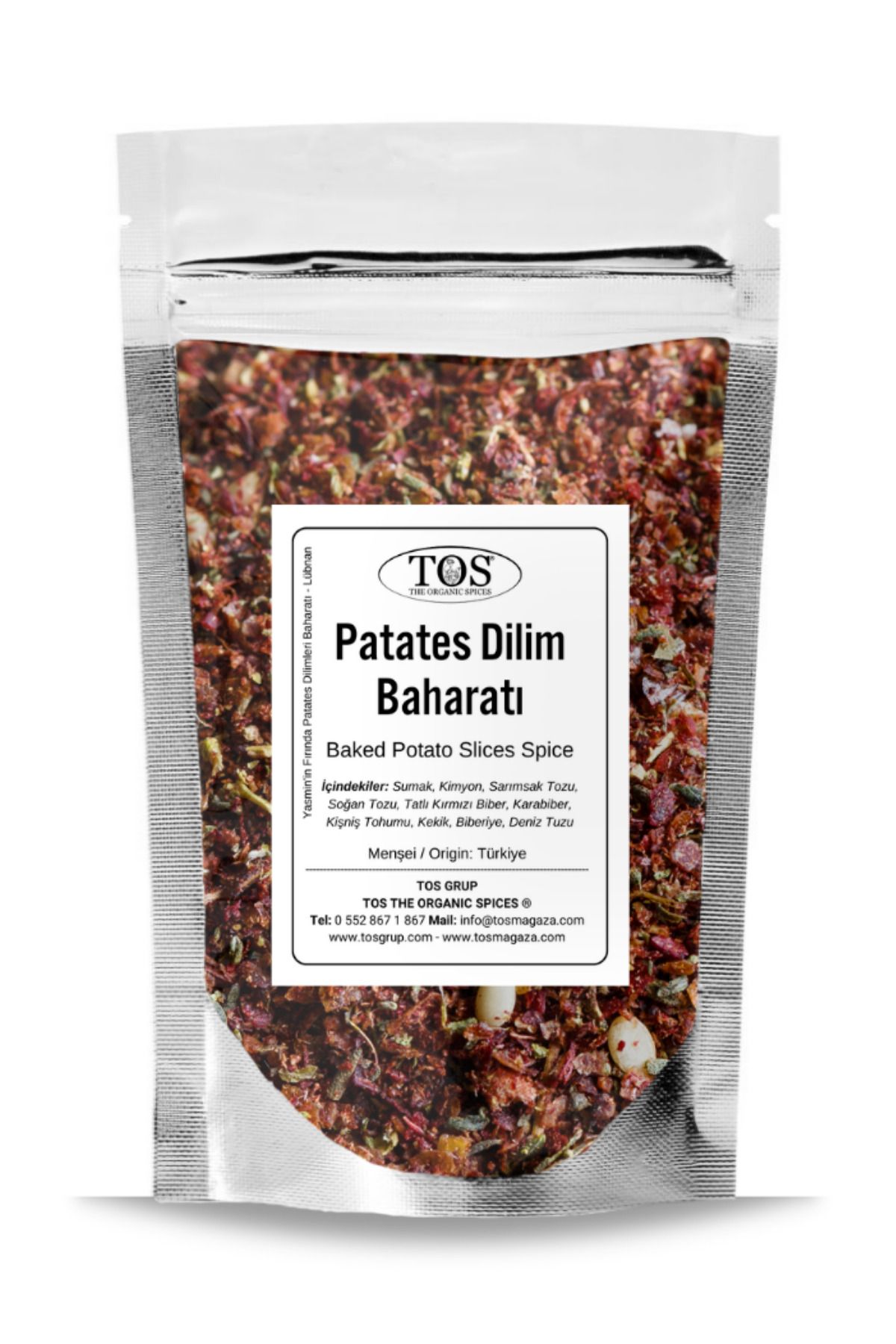 TOS The Organic Spices Yasmin'in Fırında Patates Dilimleri Baharatı 500 gr Yasmin's Baked Potato Slices Seasoning