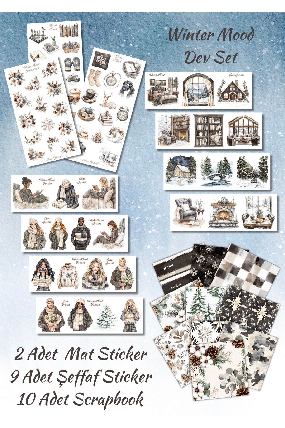 June Journal JJ09009 Winter Mood Collection Dev Set (Fermuarlı Dosya Hediyeli)