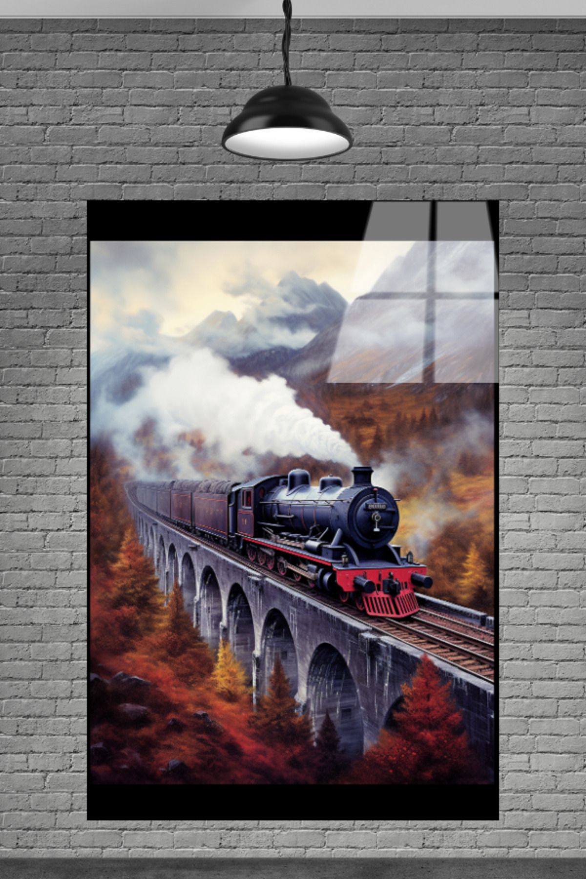 First Date ESKİ NOSTALJİK TREN GÖRSELİ CAM TABLOSU