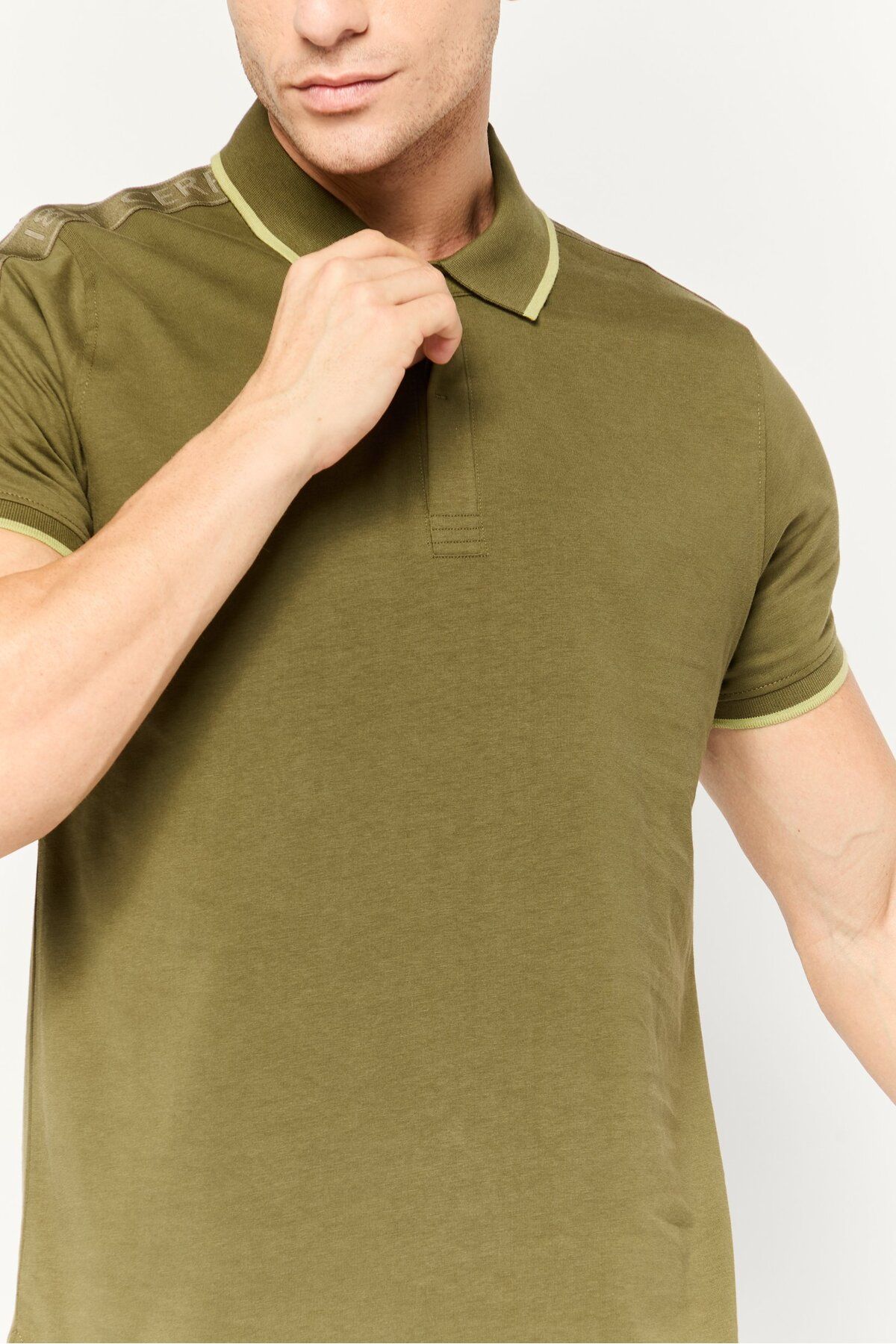 Cerruti 1881-Men Regular Fit Short Sleeve Brand Logo Polo Shirt, Olive 2