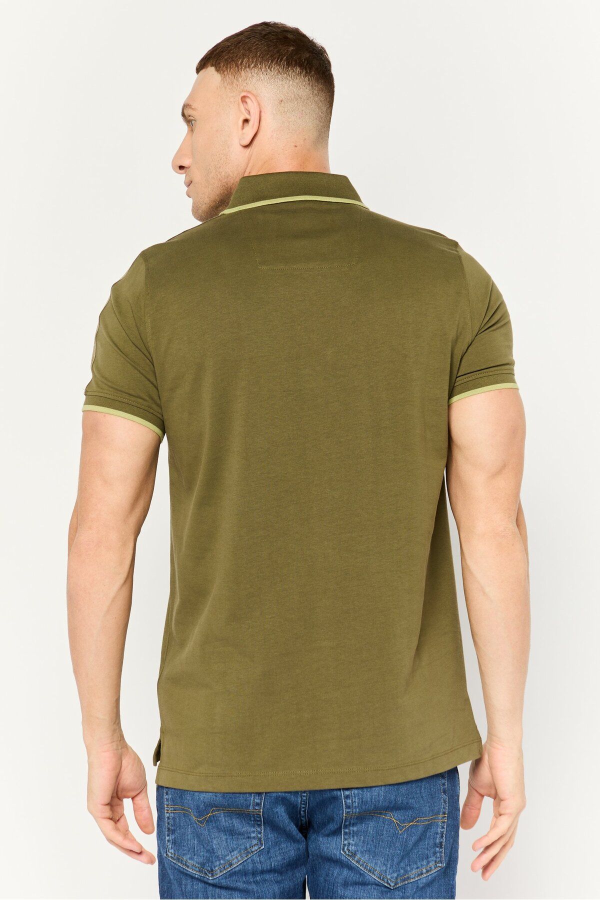 Cerruti 1881-Men Regular Fit Short Sleeve Brand Logo Polo Shirt, Olive 3