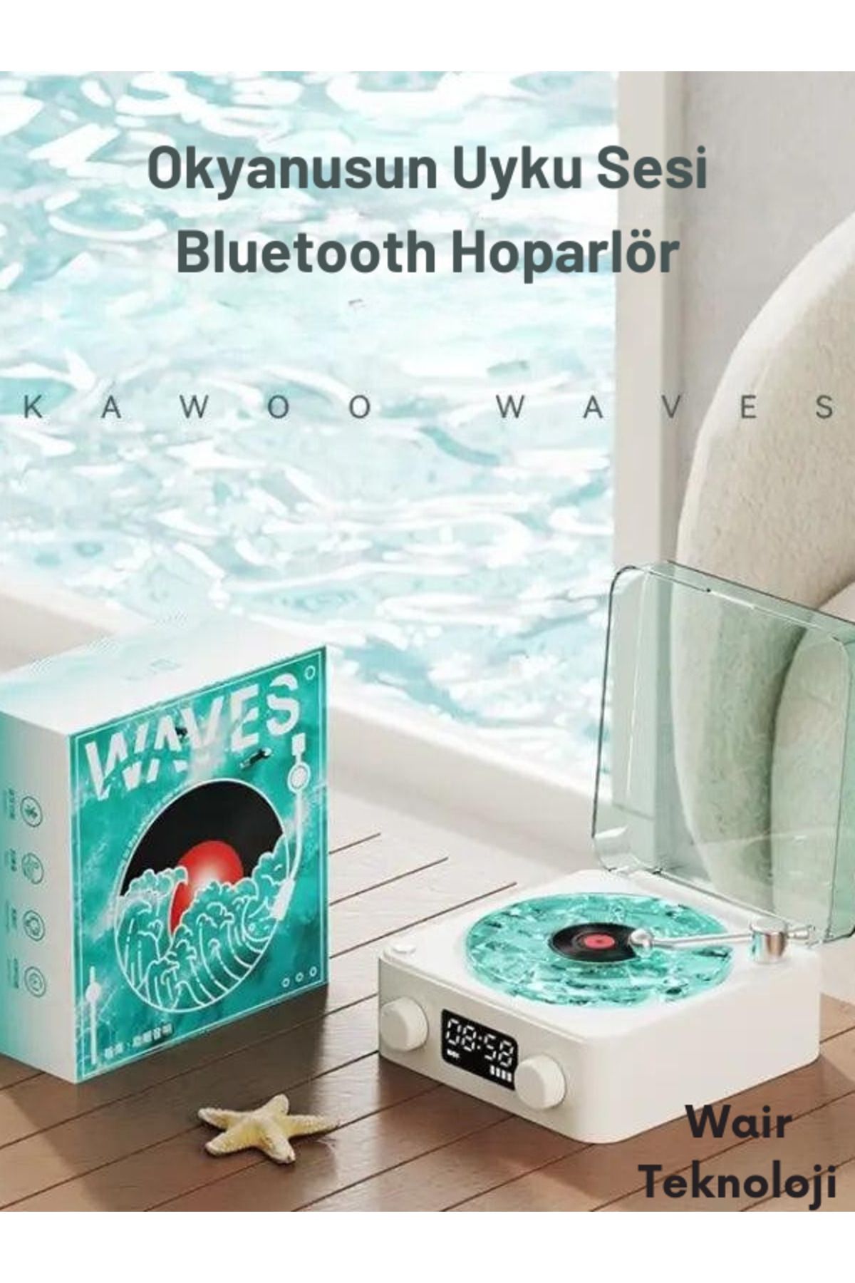 Wair Teknoloji Retro Kablosuz Bluetooth  Hoparlör Pikap Çalıcı 3D Stereo HIFI Bas Uyku/ Müzik