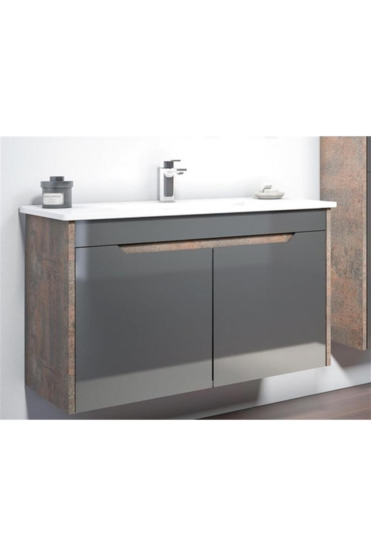 ORKA LAGO 100 ALT MODÜL + LAVABO  KAŞMİR TAŞ/PARLAK ANTRASİT 5001406