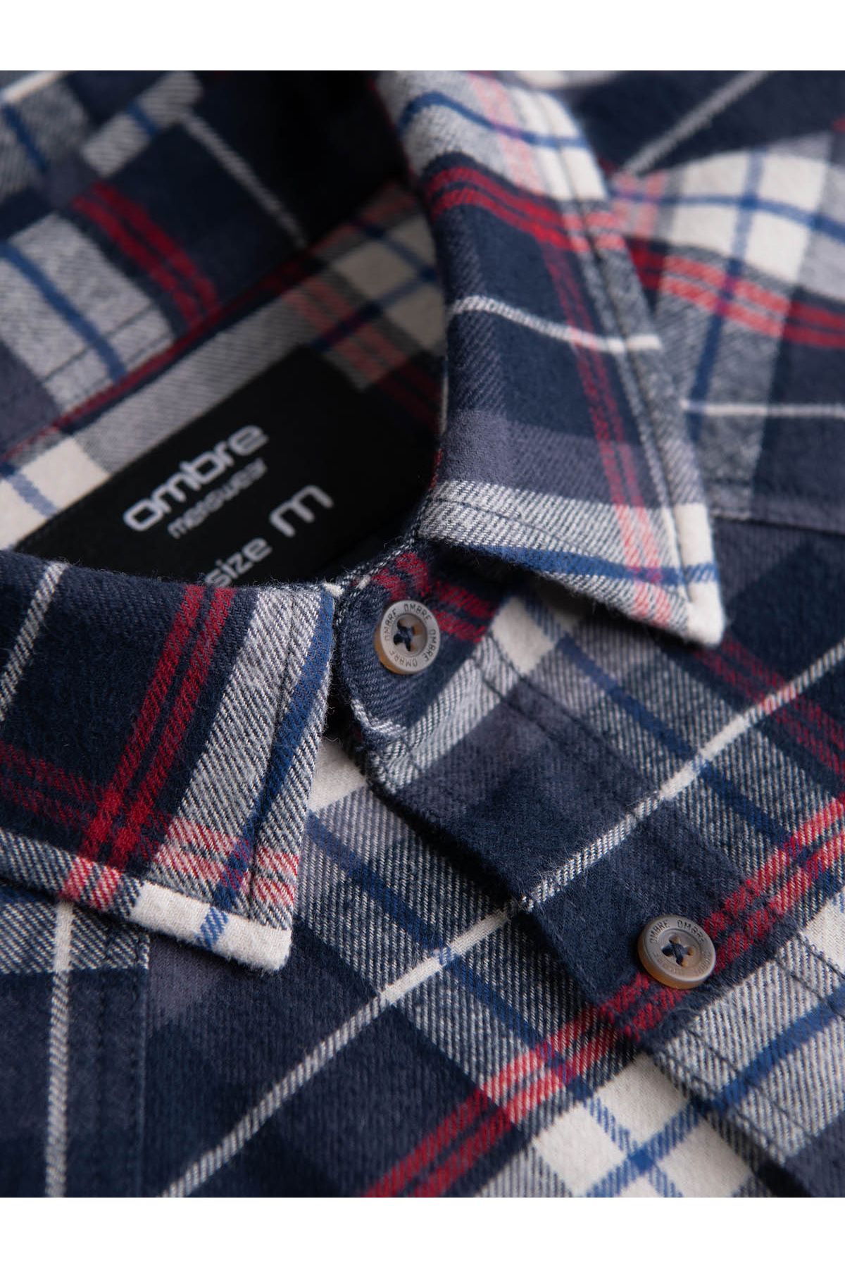 OMBRE-Men's checkered flannel shirt with pockets - navy blue and red V2 OM-SHCS-0149 XXL 8