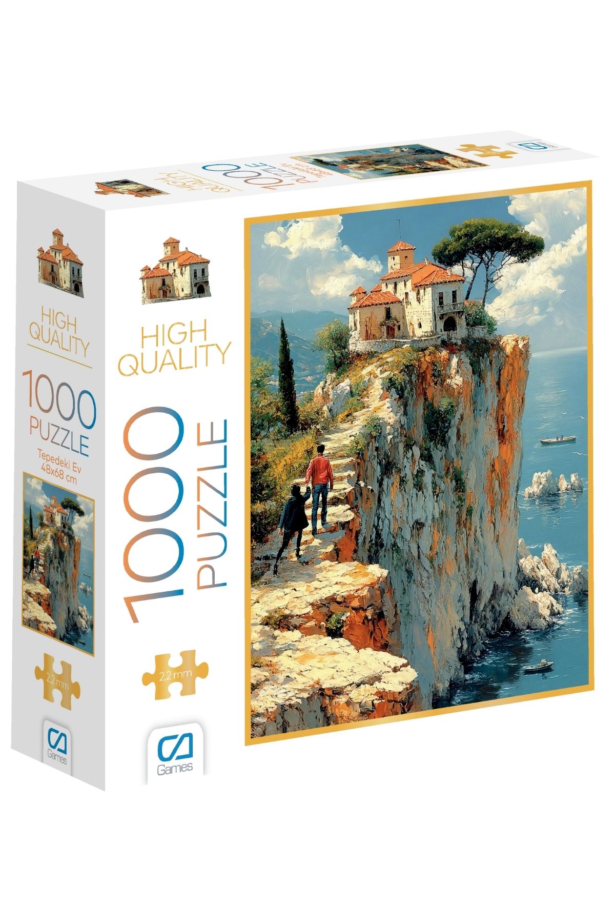 CA Games Tepedeki Ev 1000 Parça 2,2mm Kalınlık 48x68cm Profesyonel Hobi Puzzle Yapboz Serisi