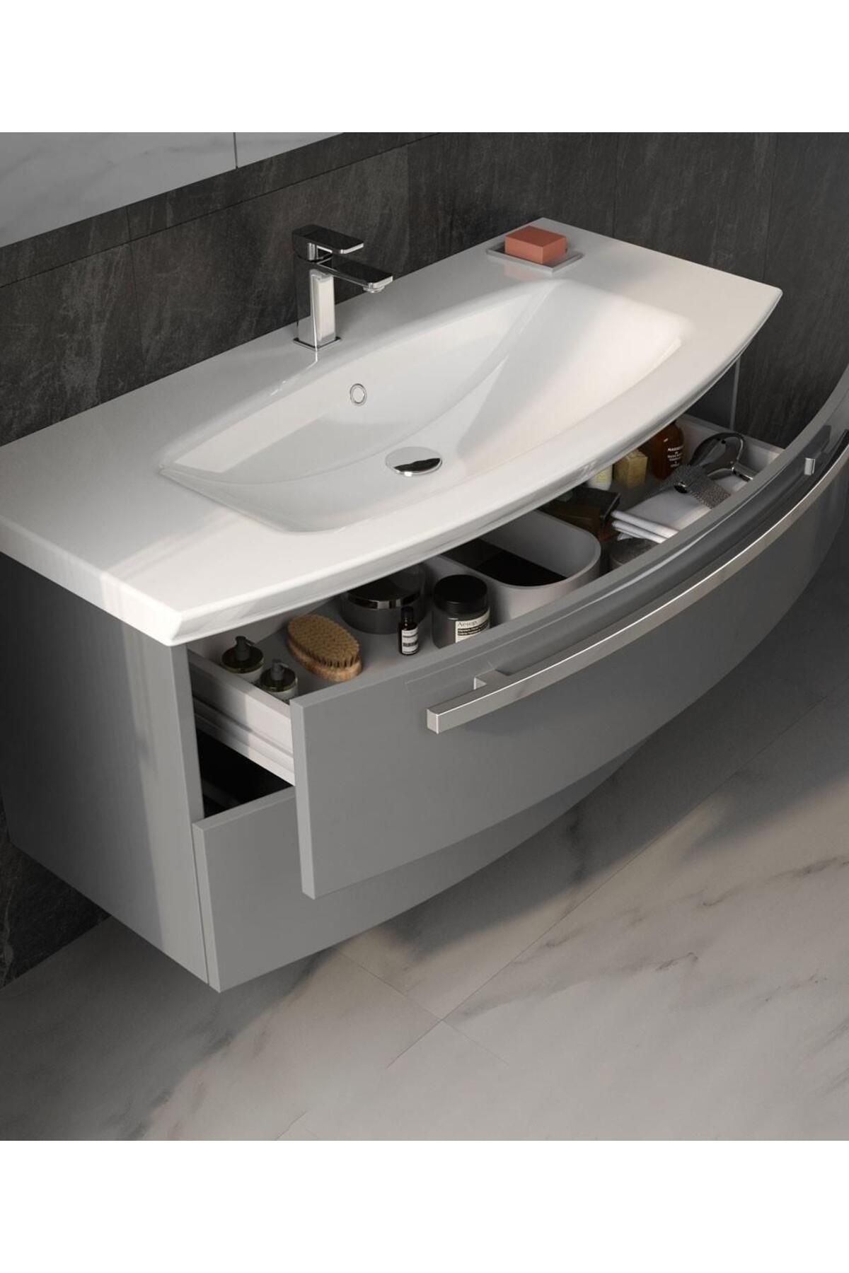 ORKA URLA 90 ALT MODÜL + LAVABO  PARLAK GRİ 5001848