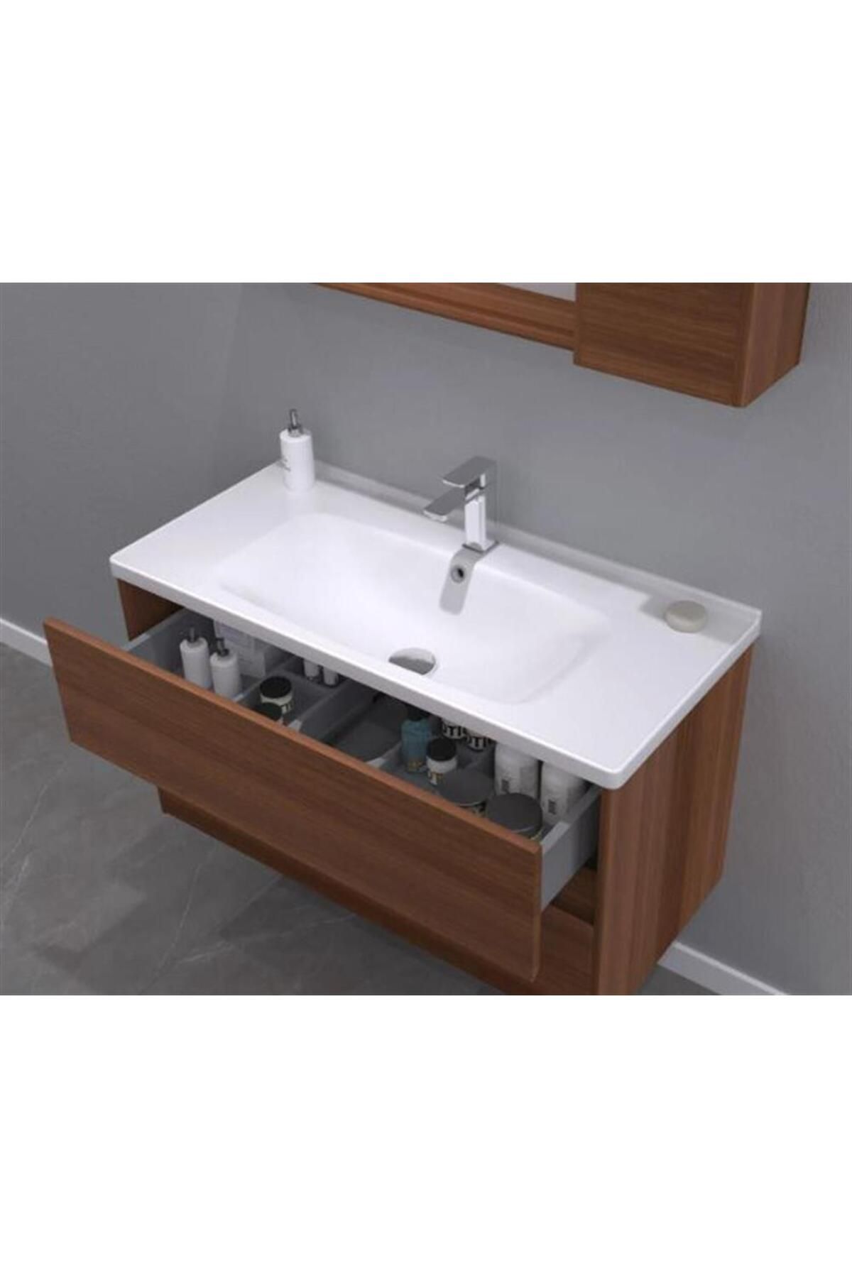 ORKA DUDEN 100 ÇEKMECELİ ALT MODÜL+LAVABO ODEON KIZIL CEVİZ 5001172