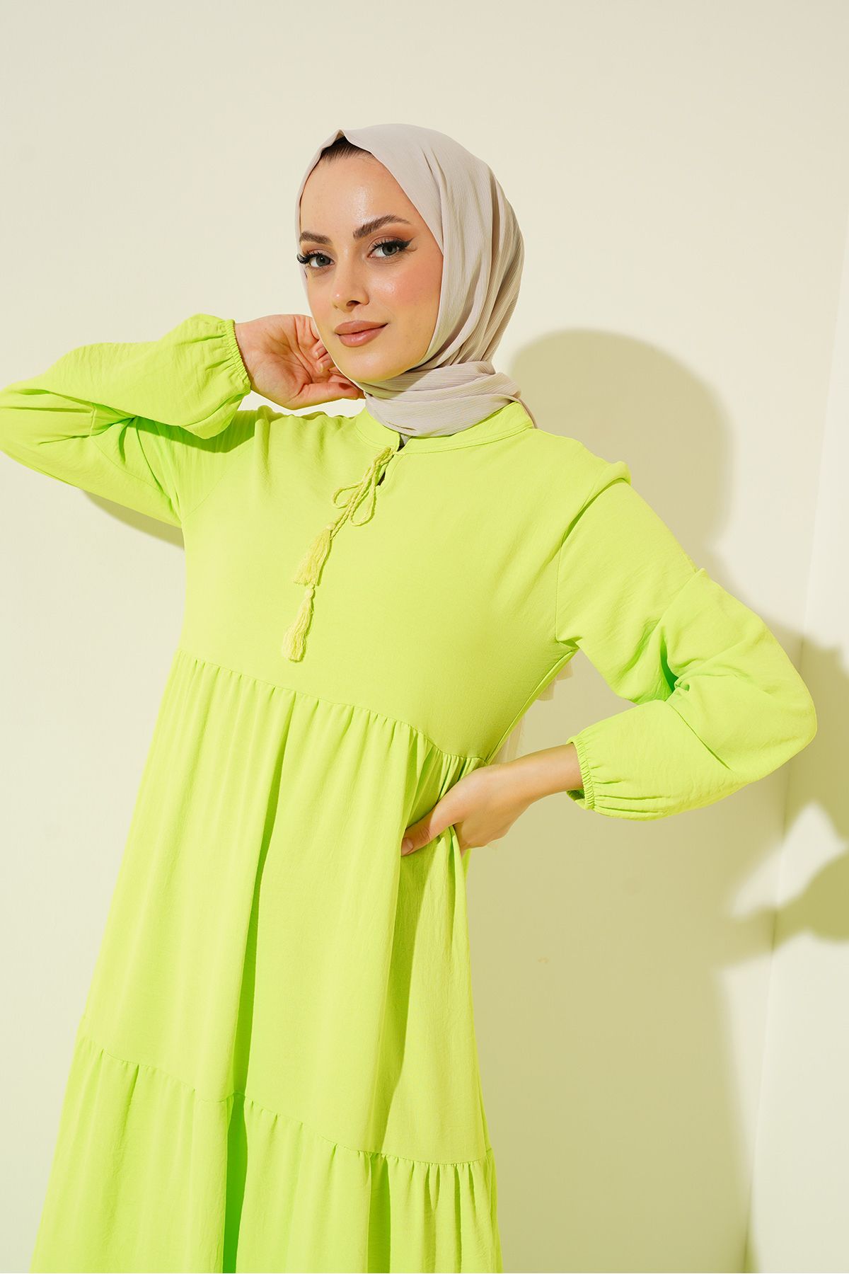 Bigdart-1627 Rochie Hijab cu Siret - V. Verde 4