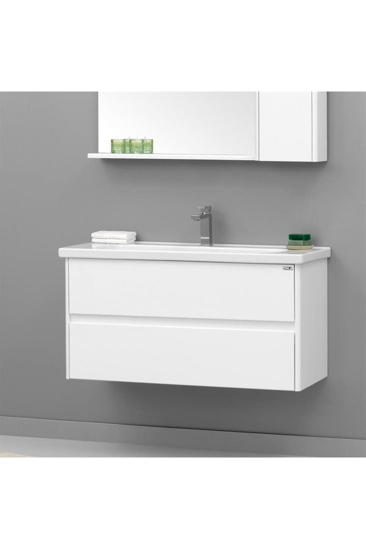 ORKA DUDEN 100 ÇEKMECELİ  ALT MODÜL + LAVABO BEYAZ 5001169