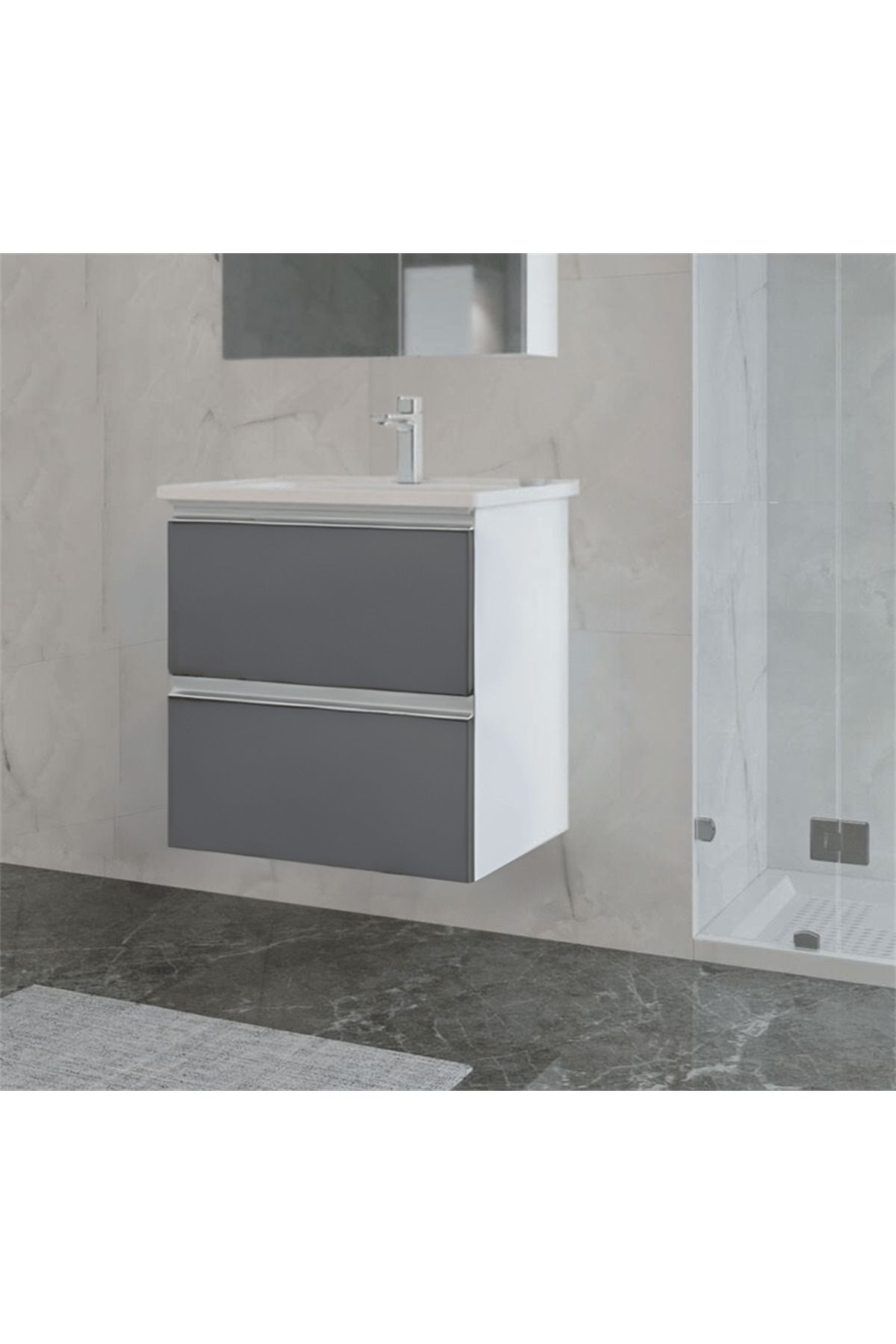 ORKA TERME  80 ÇEKMECELİ ALT MODÜL + LAVABO  PARLAK GRİ 5003804