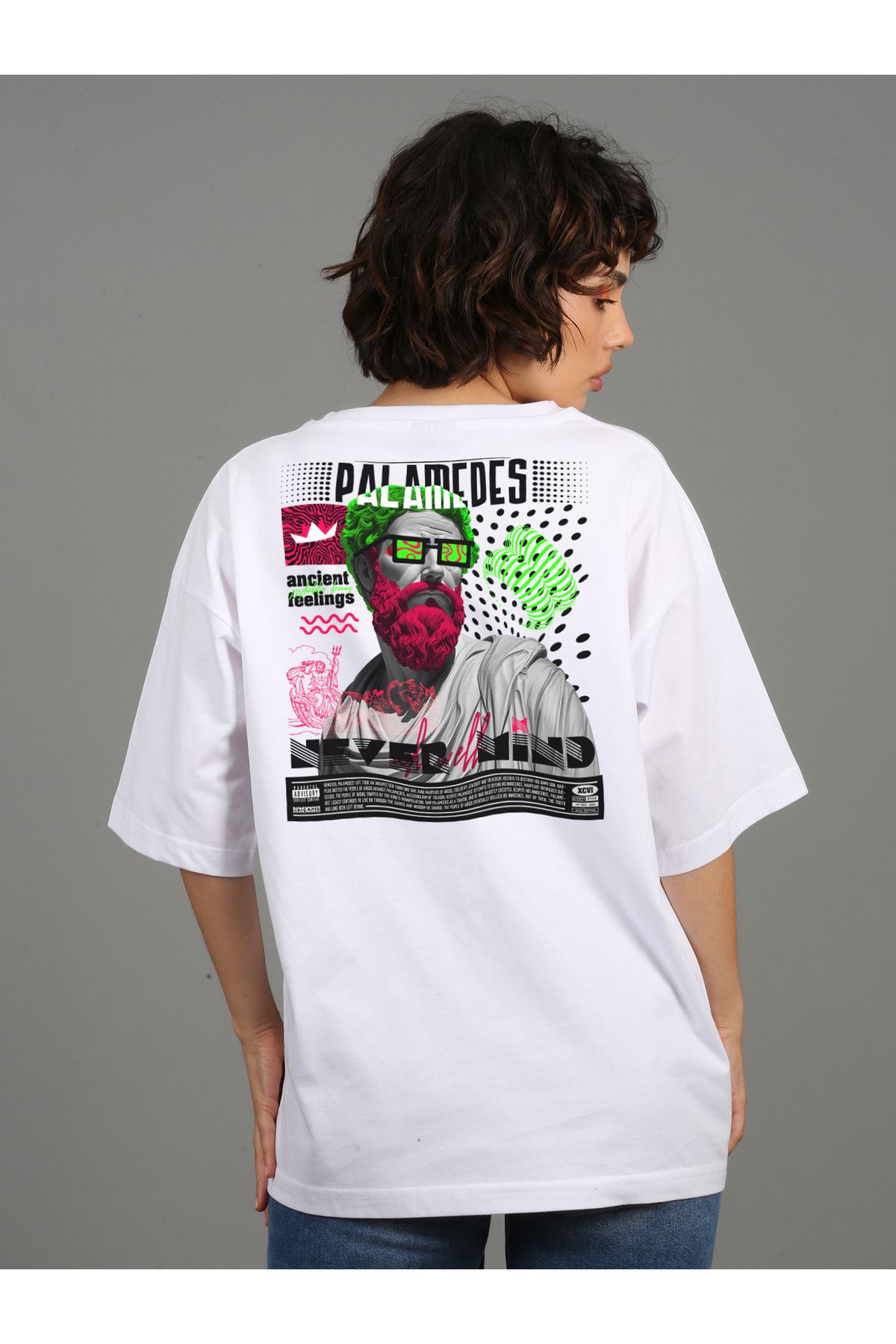 SOFT Premium Oversize  Unisex Beyaz T-shirt Palamedes Baskılı