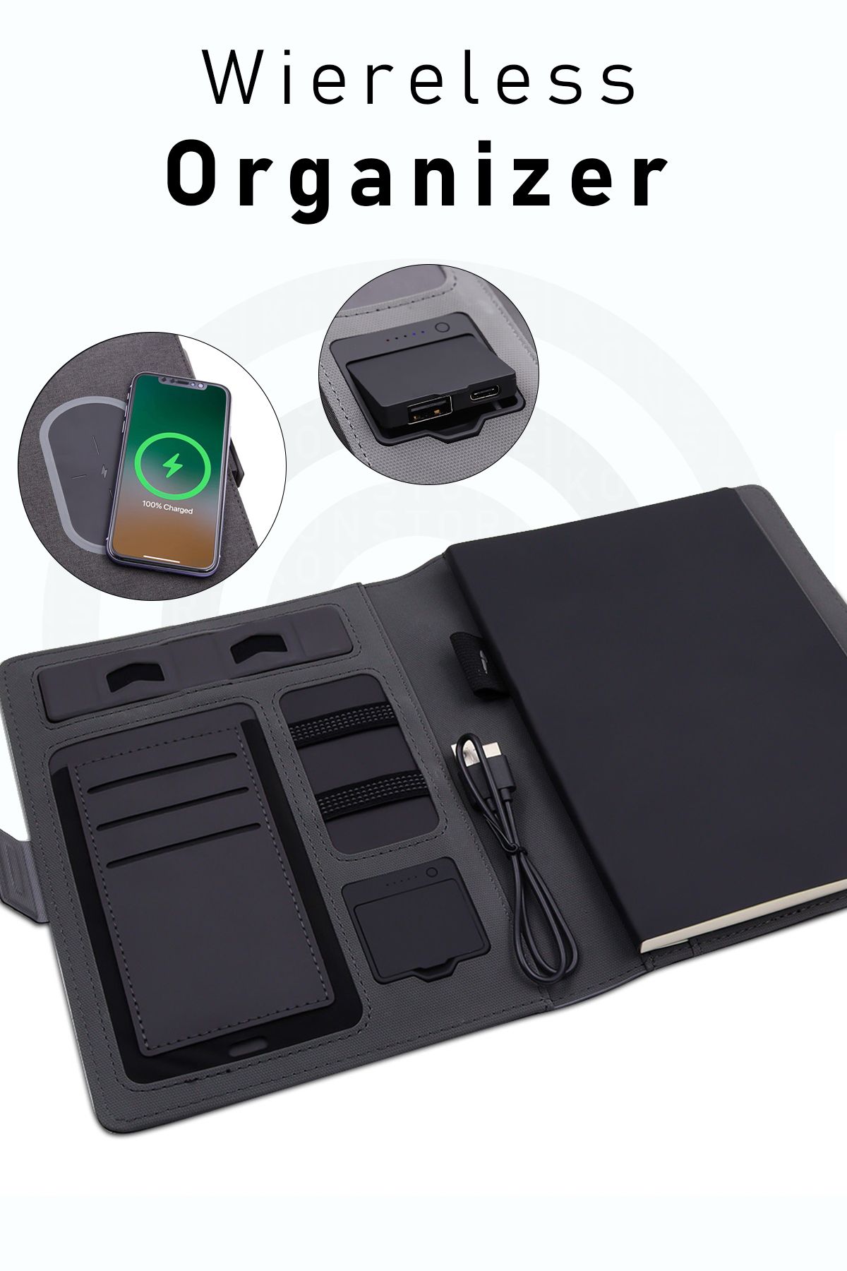 İkon store Wireless Powerbank 5000 mAh Akıllı Organizer