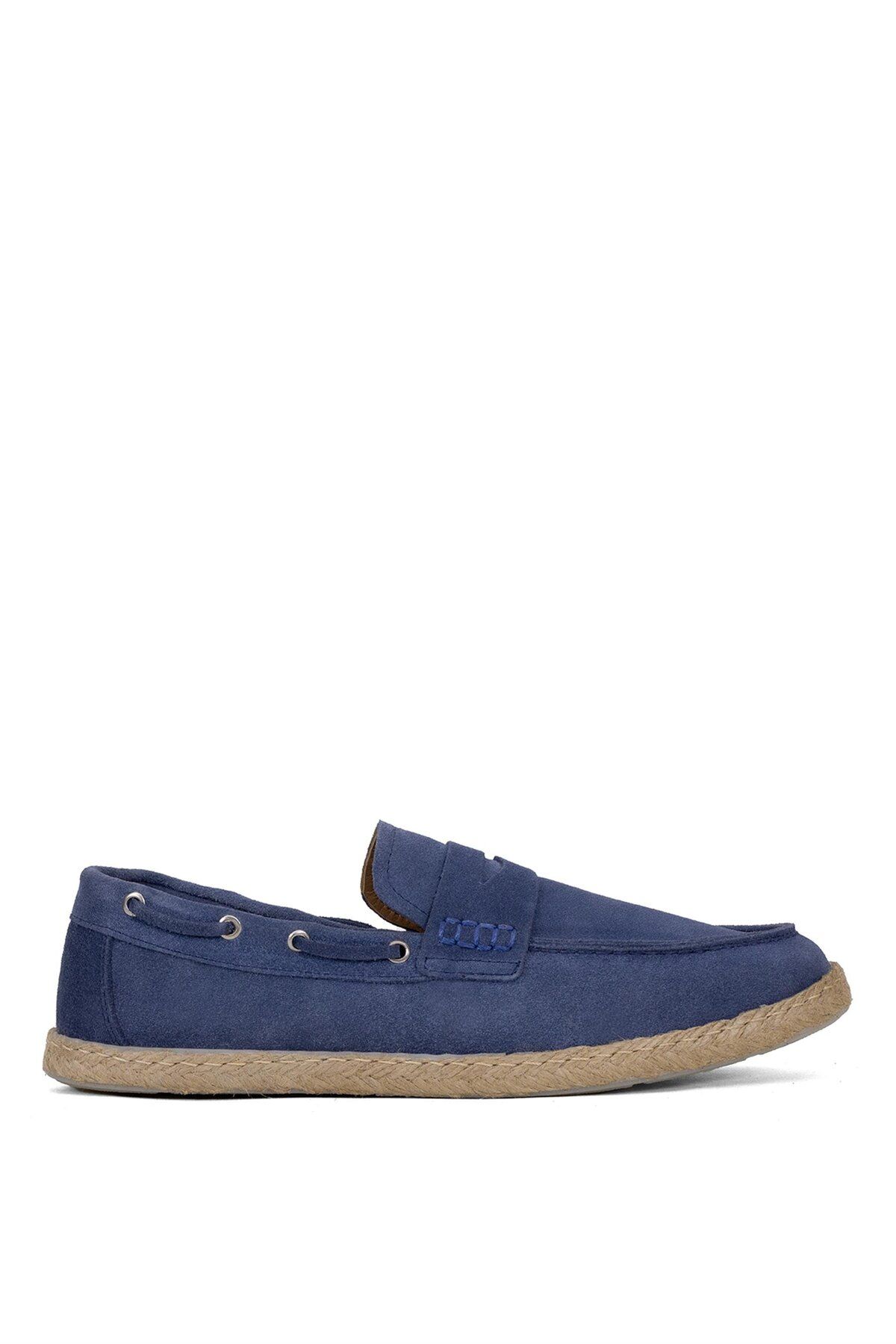 Ayakkabı Fuarı-Men's Blue Espadrilles - Alf03 Model, Genuine Suede Leather 1