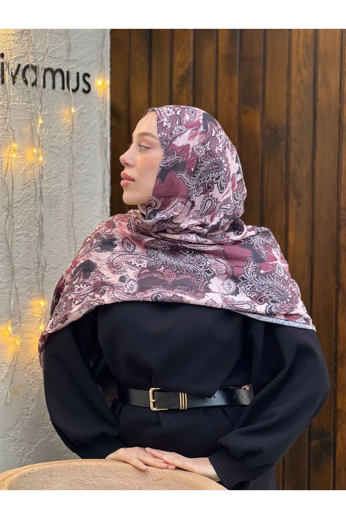 Modakaşmir-Abstract Ethnic Pattern Bamboo Shawl 3
