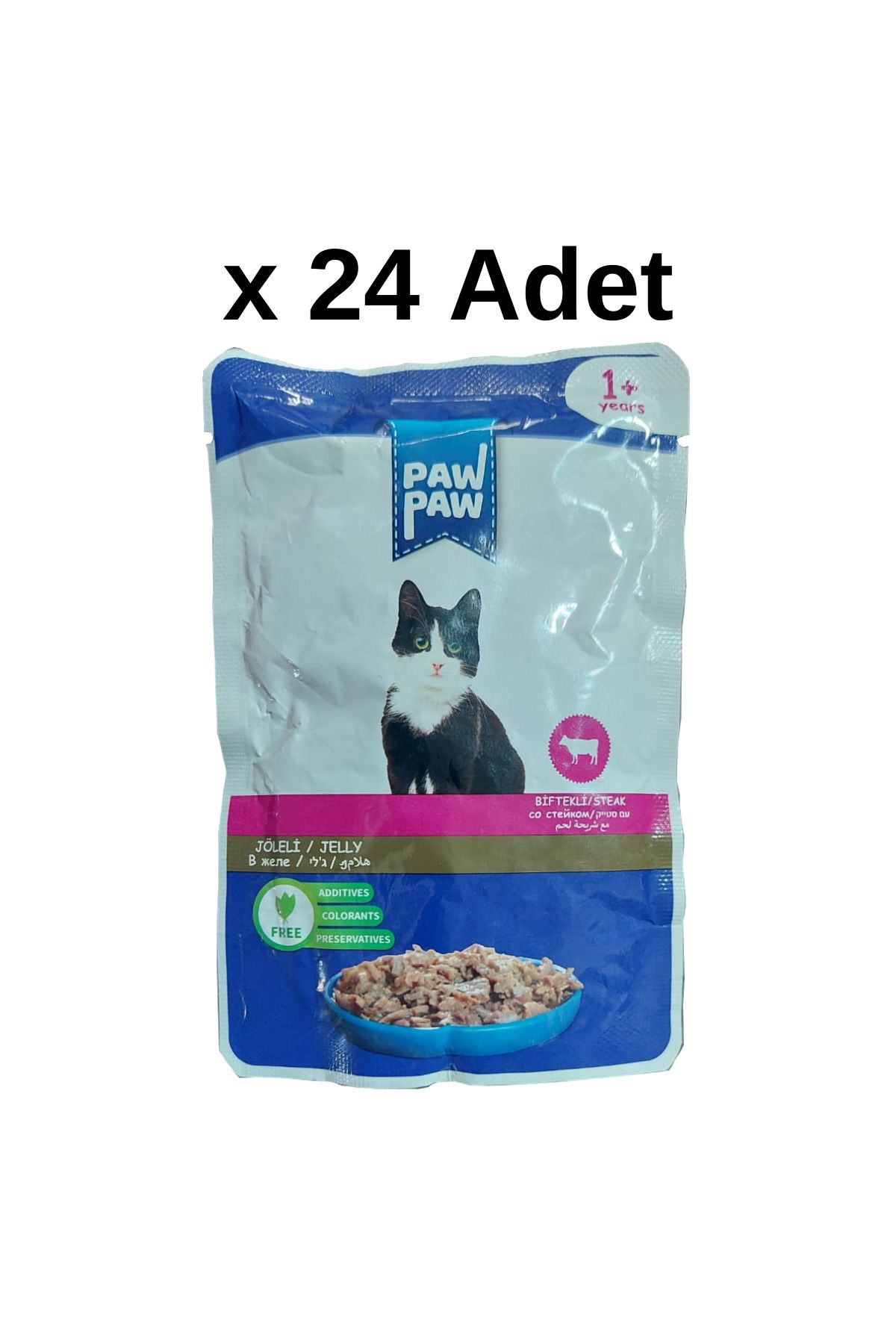 Paw Paw Jöle İçinde Biftekli Yaş Kedi Maması 85 gr x 24 Adet