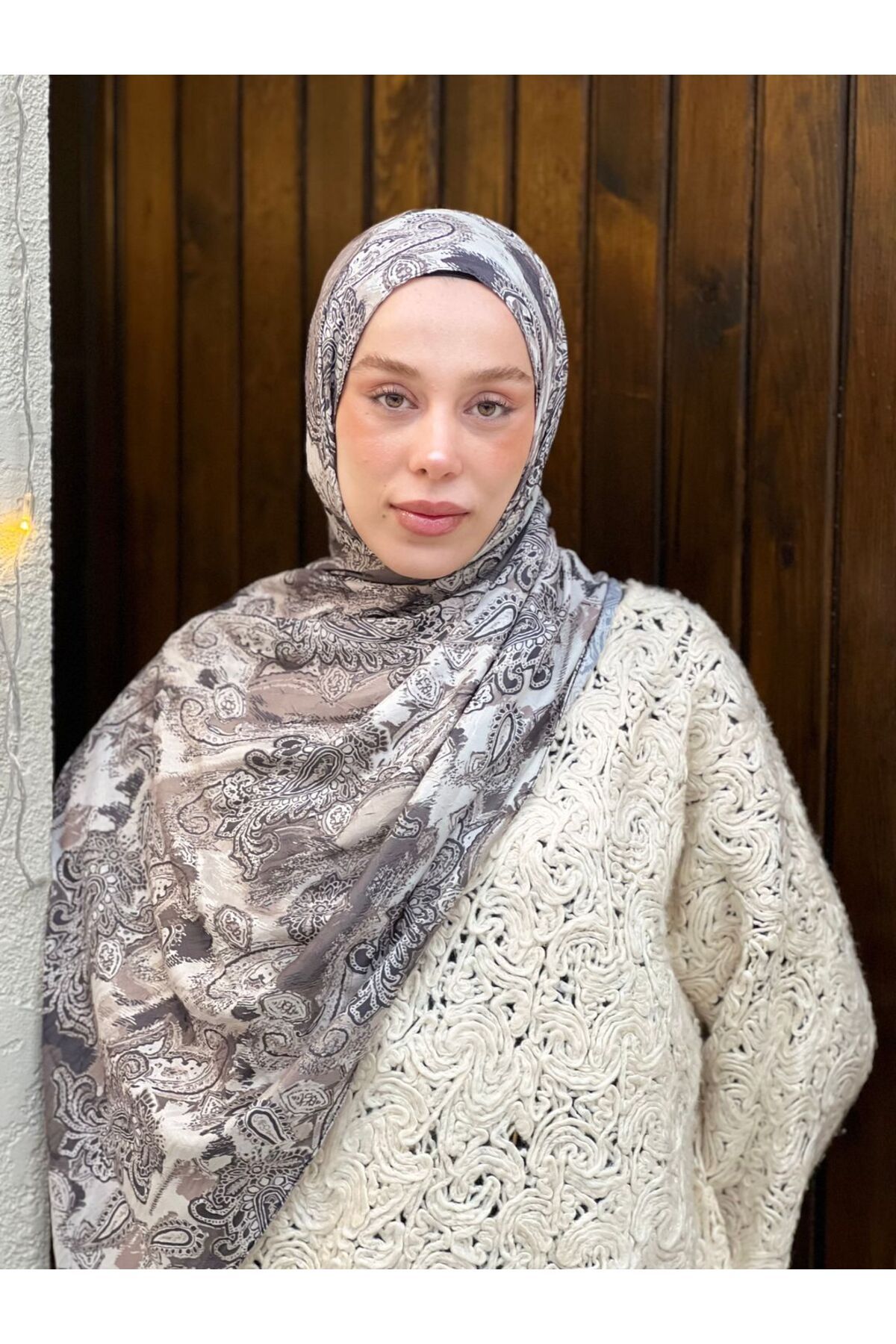 Modakaşmir-Abstract Ethnic Pattern Bamboo Shawl 2