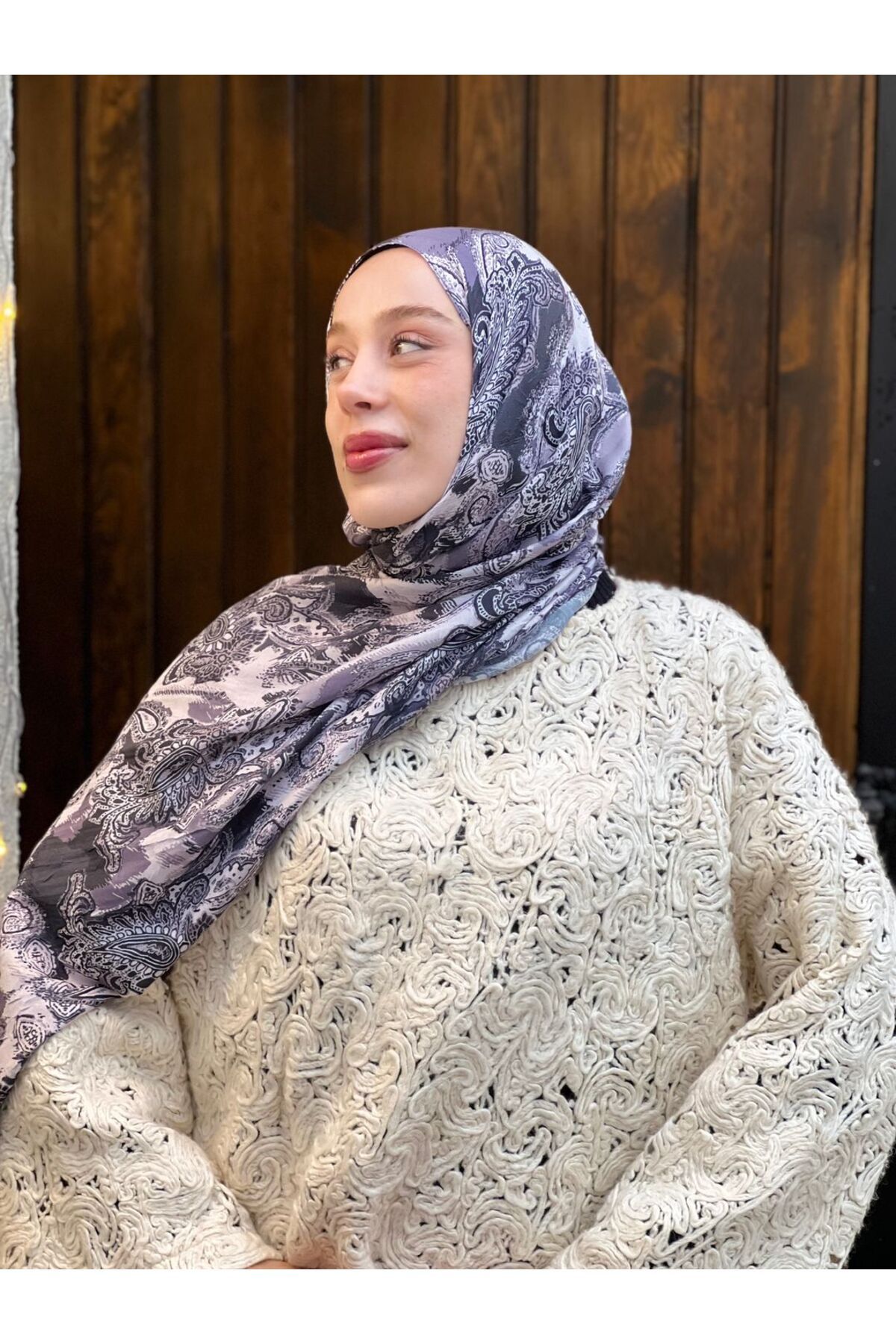 Modakaşmir-Abstract Ethnic Pattern Bamboo Shawl 3