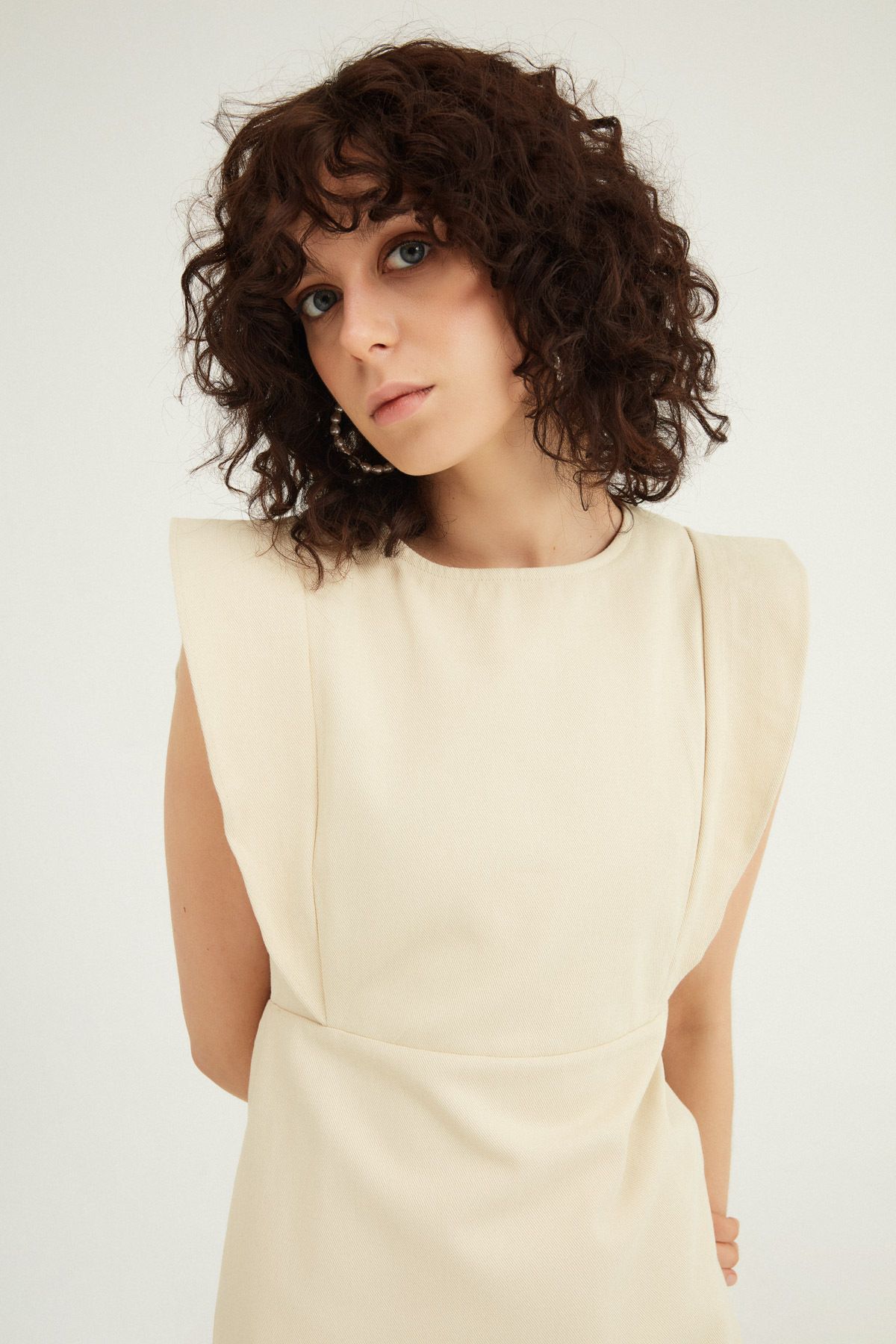 Quzu-Women's Sleeves Flounce Detailed Dress Stone 3