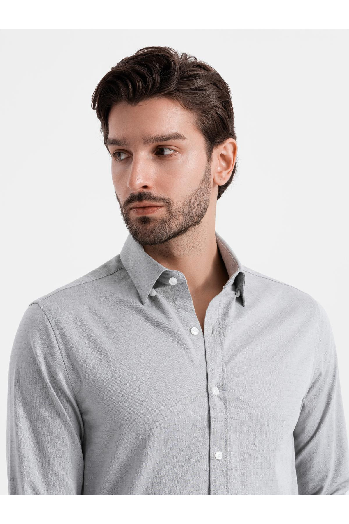 OMBRE-Pánská SLIM FIT košile z dekorativní látky - šedá V2 OM-SHCS-0175 XXL 2