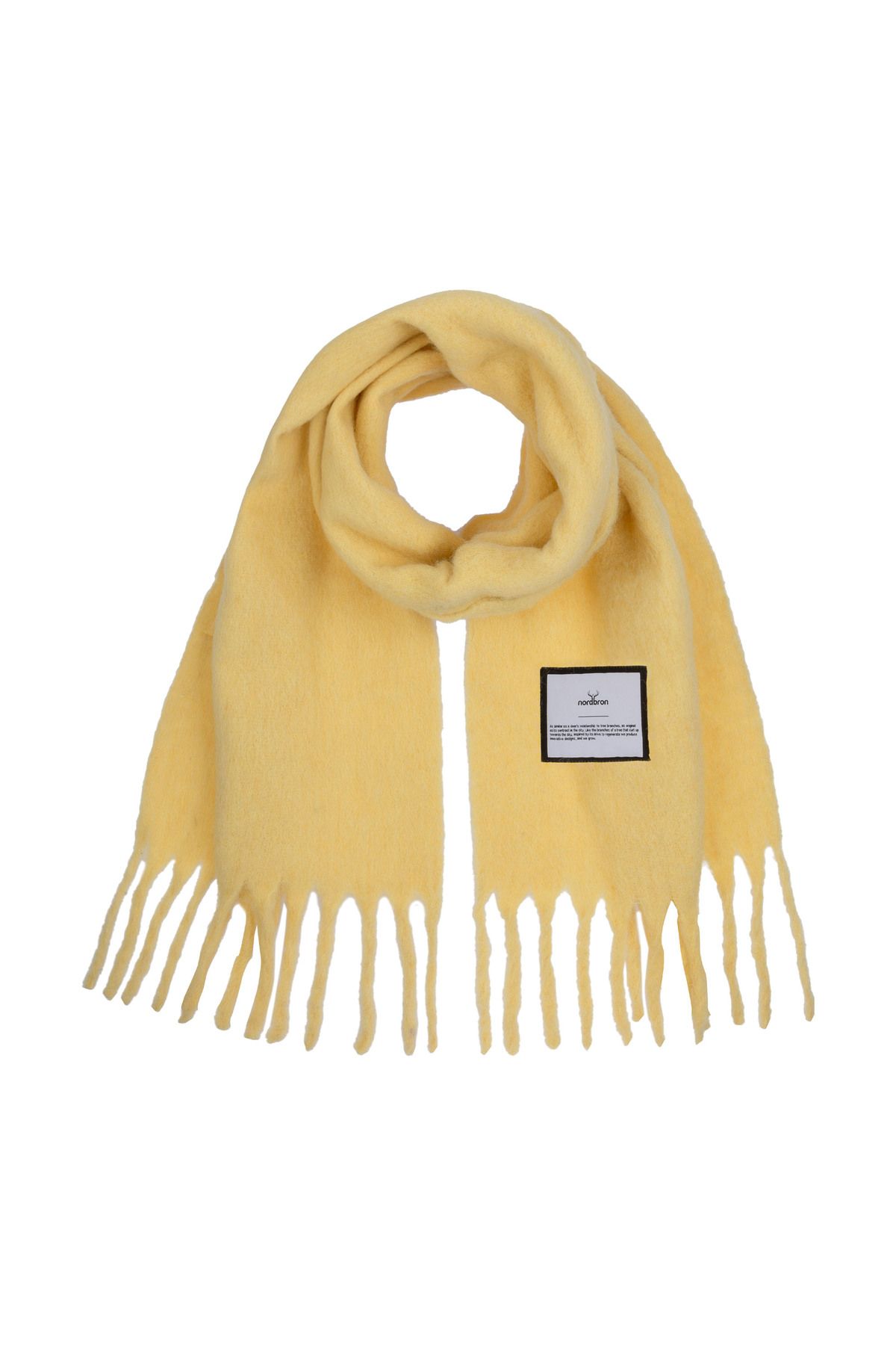 Nordbron-Soft Winter Women's Shawl with Yellow Tassel Scarf - Polyester Woven Norgard 2