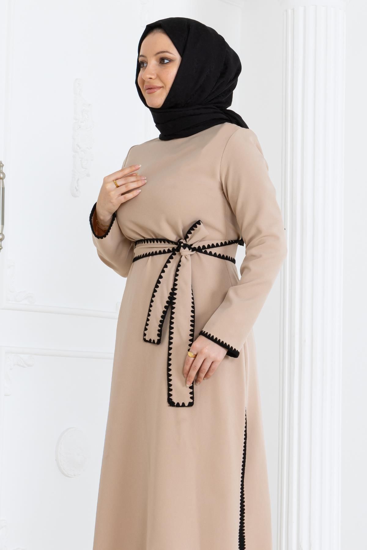 Modamihram-Beige Shepherd's Set - Stitched and Belted 19365 2