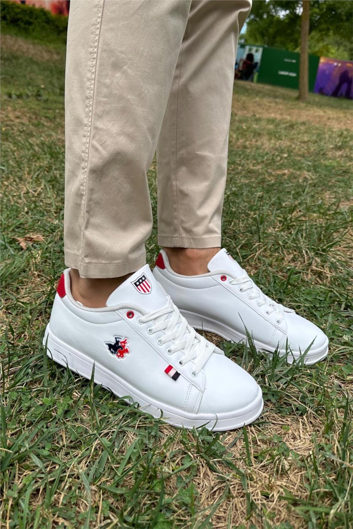Liger Unisex Sneakers Günlük Spor Ayakkabı Beyaz - Kırmızı görsel 7