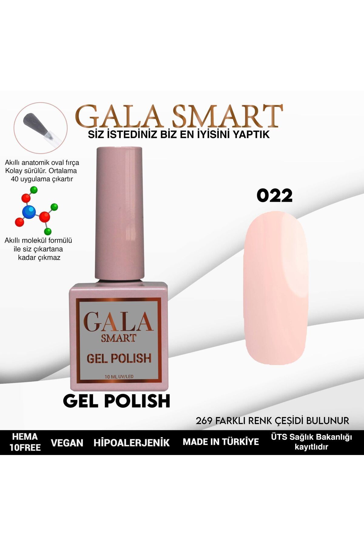 gala smart Classic Kalıcı Oje 10ml No:022