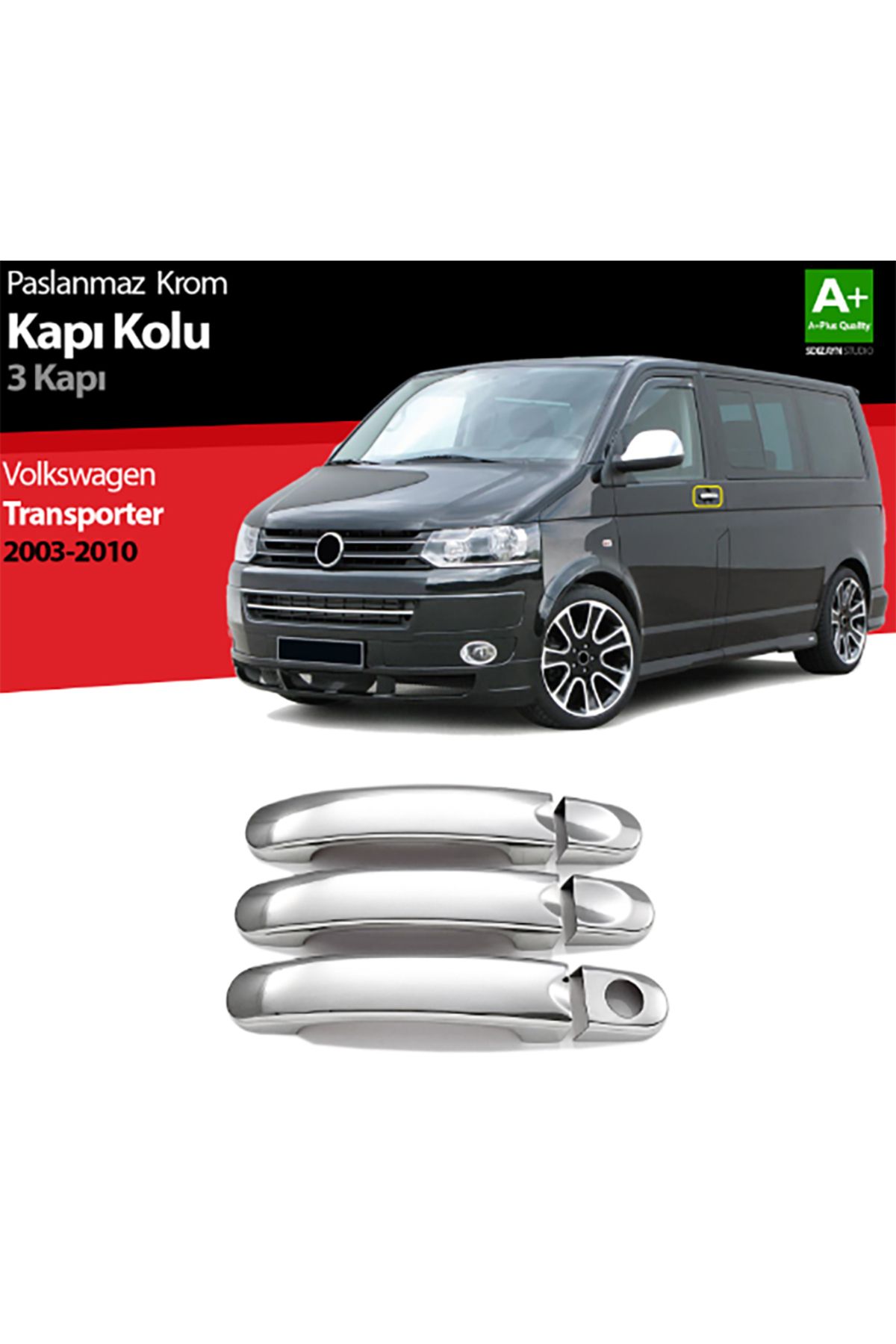 BTM OTOMOTİV VW Transporter T5-T6 2003 Sonrası Kapı Kolu Kromu 3 KAPI P.ÇELİK