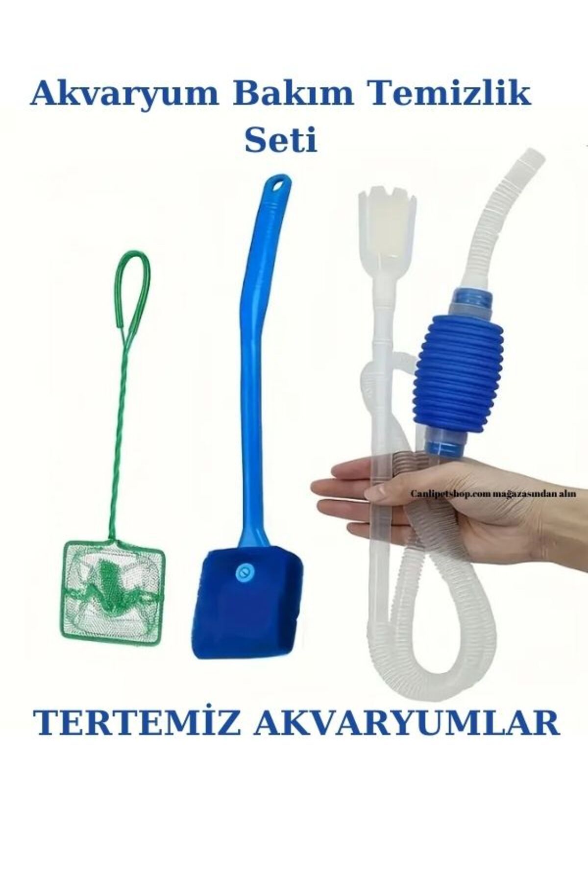 canlipetshop Akvaryum Bakım Ve Temizlik Kiti 3 Lü (Kepçe+Silecek+Sifon)