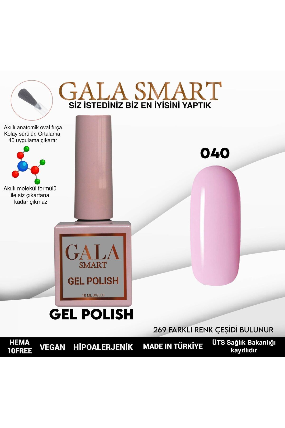 gala smart Classic Kalıcı Oje 10ml No:040