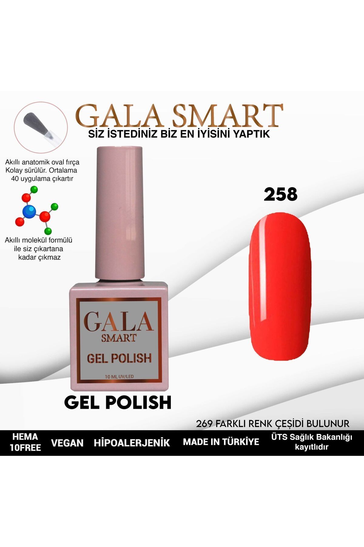 gala smart Classic Kalıcı Oje 10ml No:258