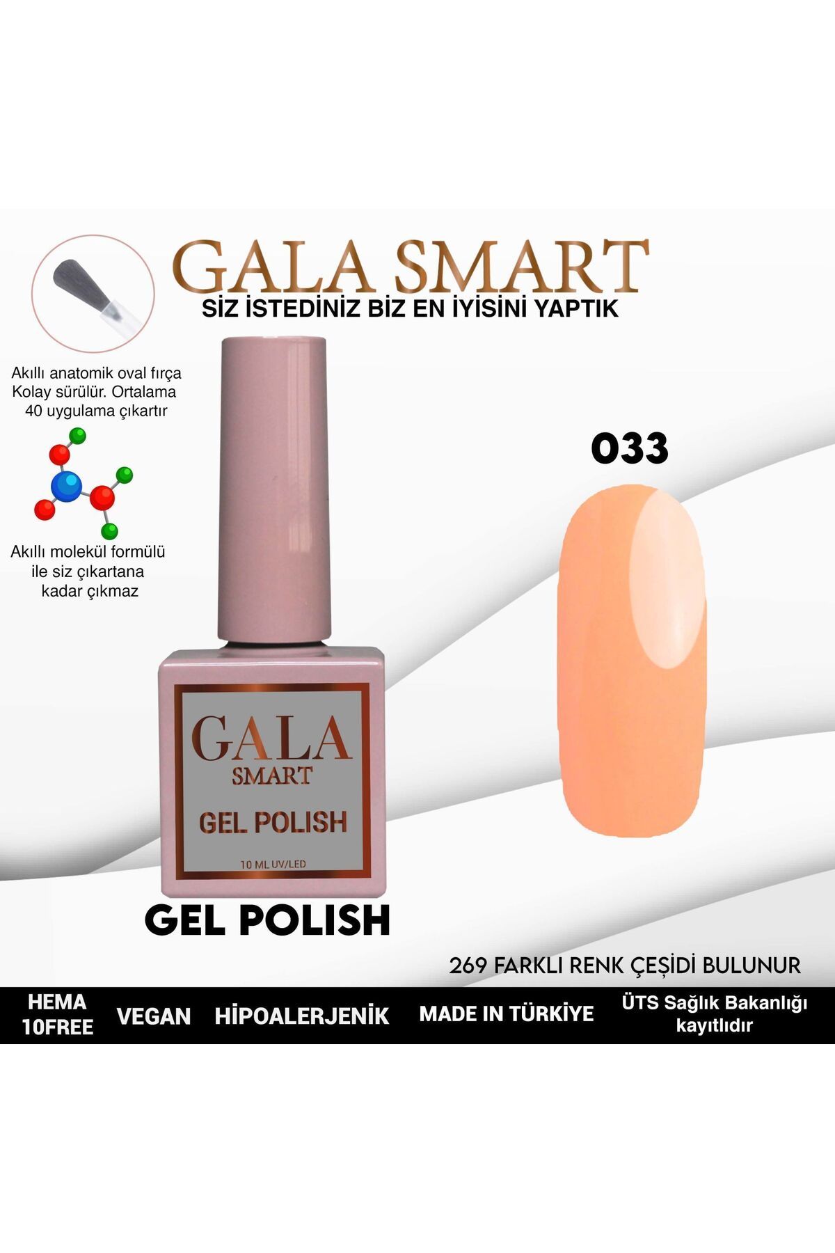 gala smart Classic Kalıcı Oje 10ml No:033