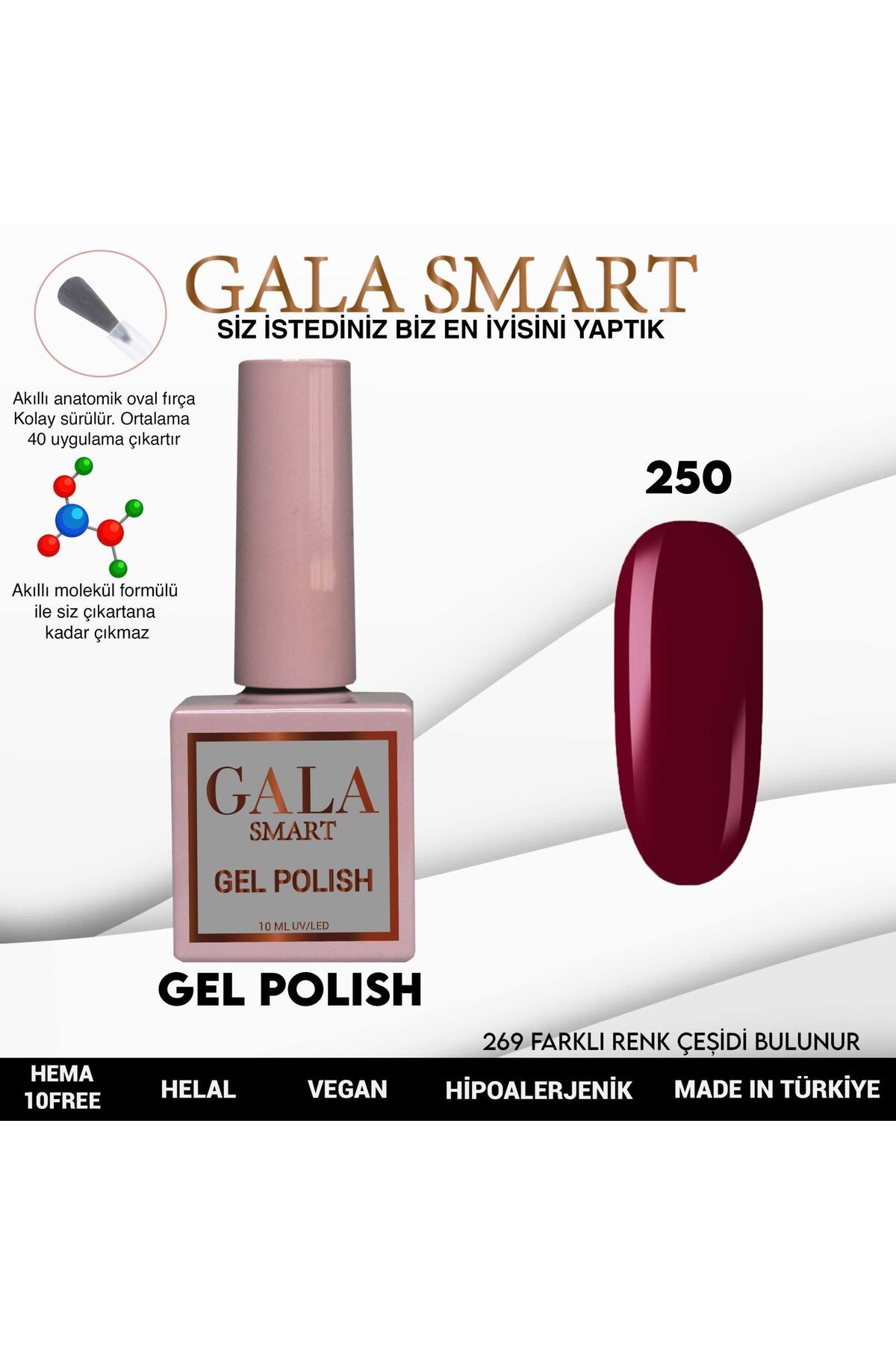 gala smart Classic Kalıcı Oje 10ml No:250