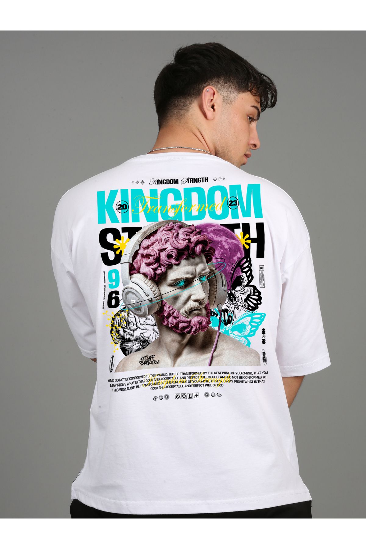 SOFT Premium Oversize  Unisex Baskılı T-shirt Kingdom - Beyaz