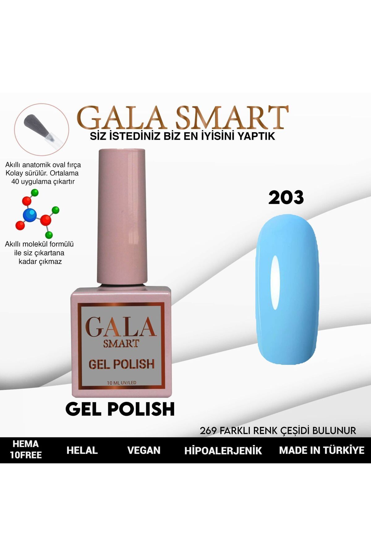 gala smart Classic Kalıcı Oje 10ml No:203